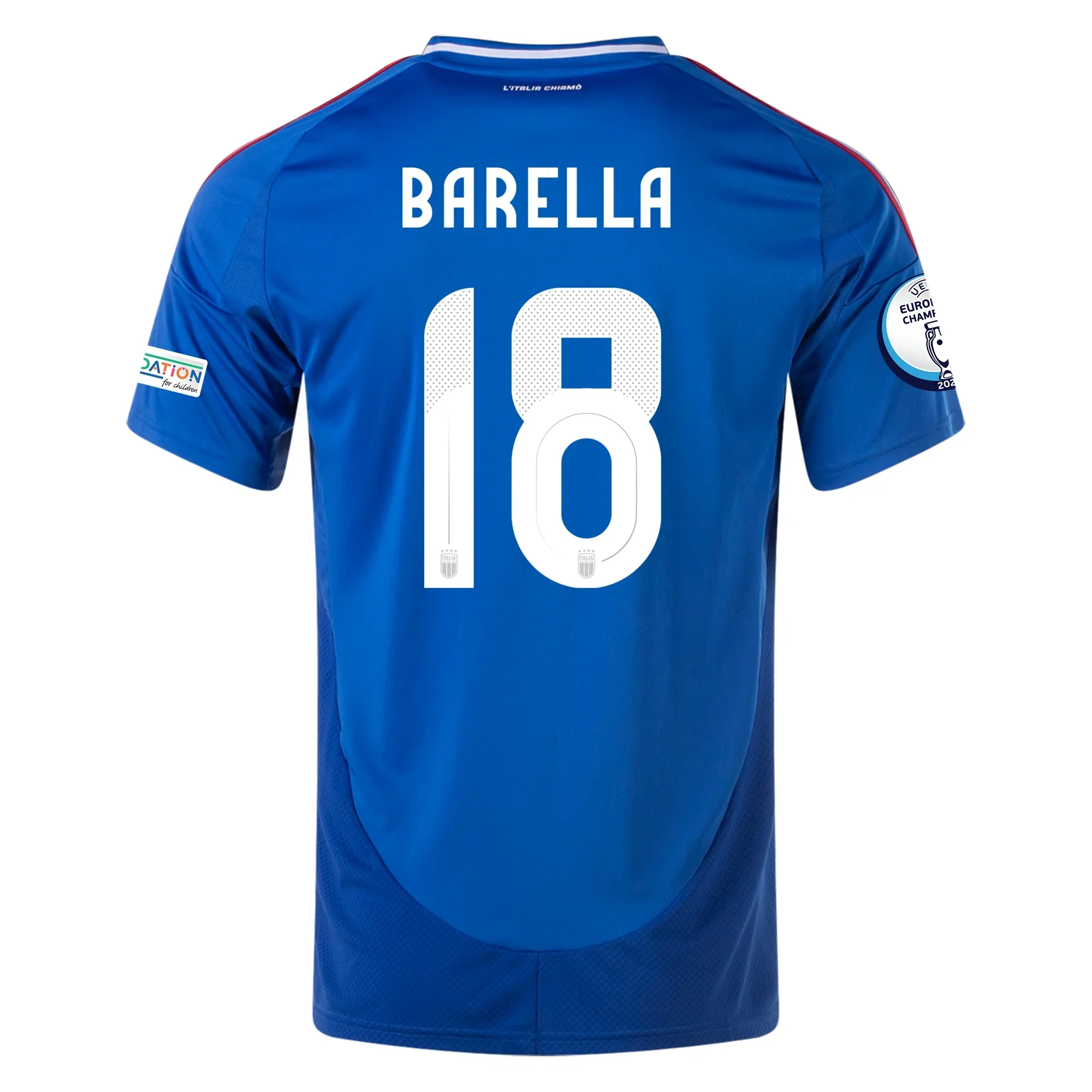 adidas Italy Nicolò Barella Home Jersey w/ Euro 2024 Patches 24/25 (Blue) - PersonalJerseys
