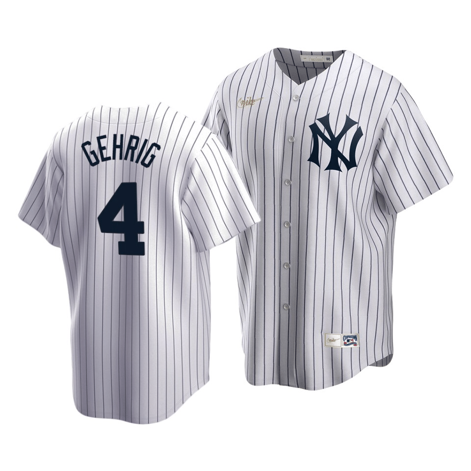 Men's New York Yankees Lou Gehrig #4 Cooperstown Collection White Home Jersey - Friend Lounge Store - Shop for All Things Jerseys Sports - PersonalJerseys