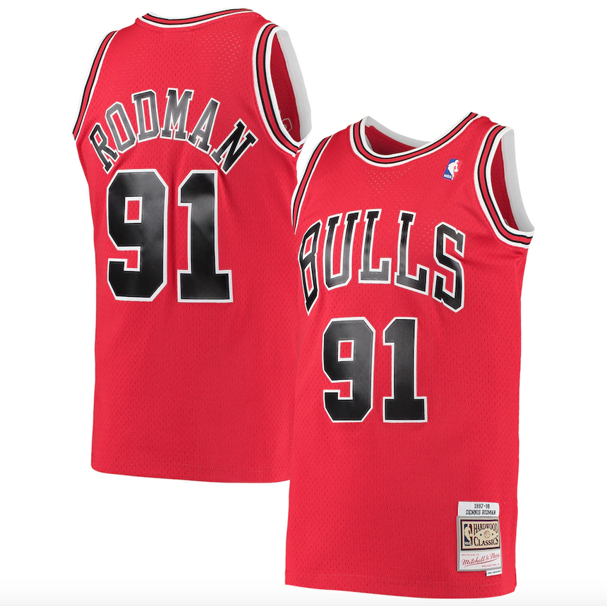 Men's Chicago Bulls Dennis Rodman Mitchell &Ness Red 1997-98 Hardwood Classics Swingman Jersey - PersonalJerseys