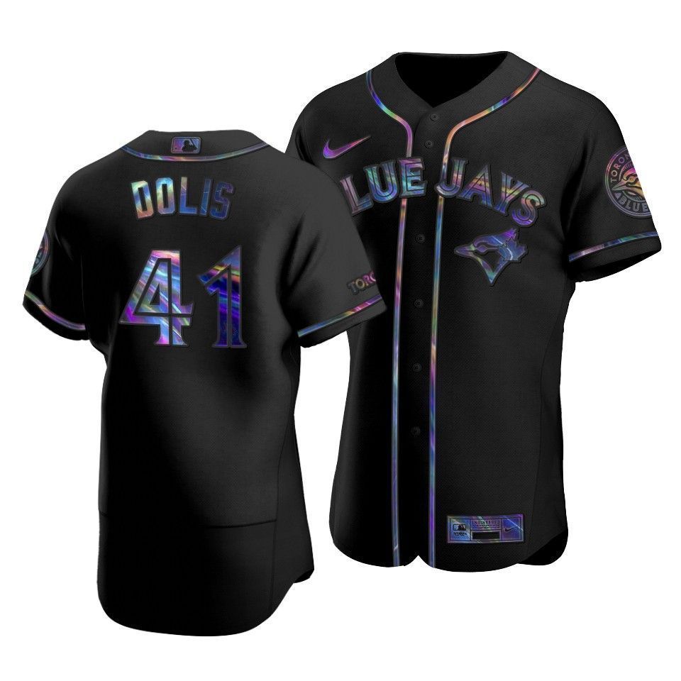 Men's Toronto Blue Jays Rafael Dolis #41 Iridescent Logo Holographic Limited Jersey Black - Friend Lounge Store - Shop for All Things Jerseys Sports - PersonalJerseys