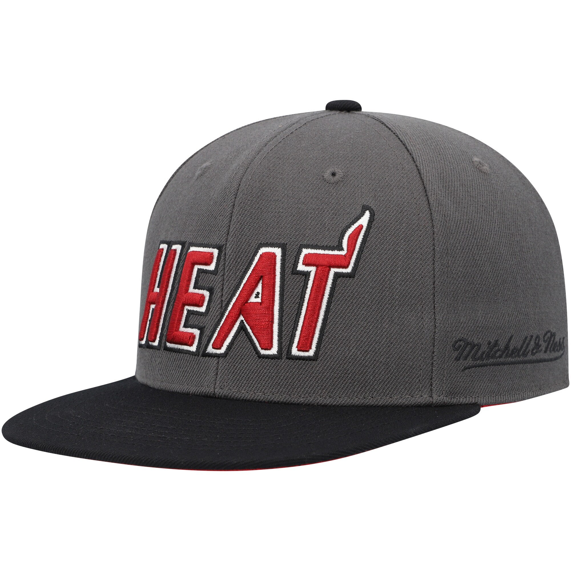 Miami Heat Mitchell & Ness Hardwood Classics 20th Anniversary Born & Bred Fitted Hat - Gray/Black - PersonalJerseys