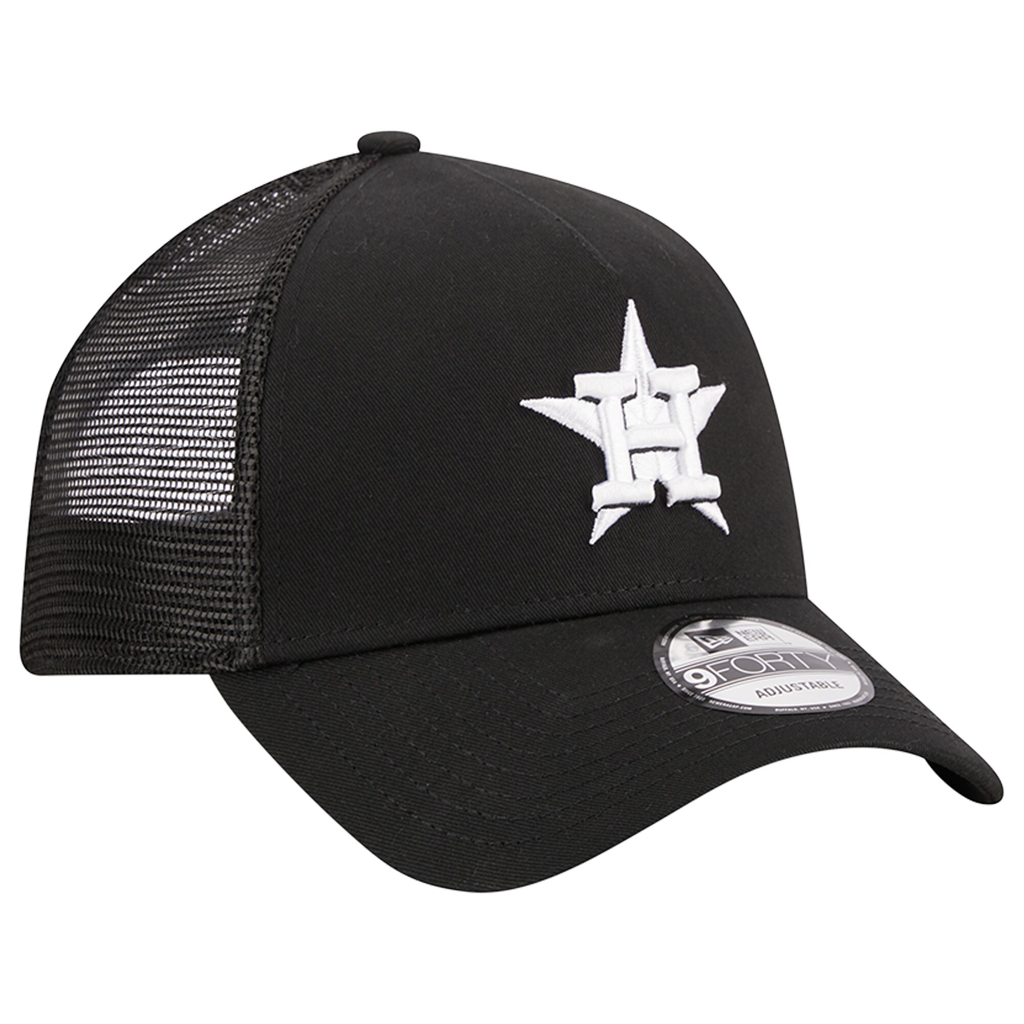 Houston Astros New Era A-Frame 9FORTY Trucker Adjustable Hat - Black - PersonalJerseys