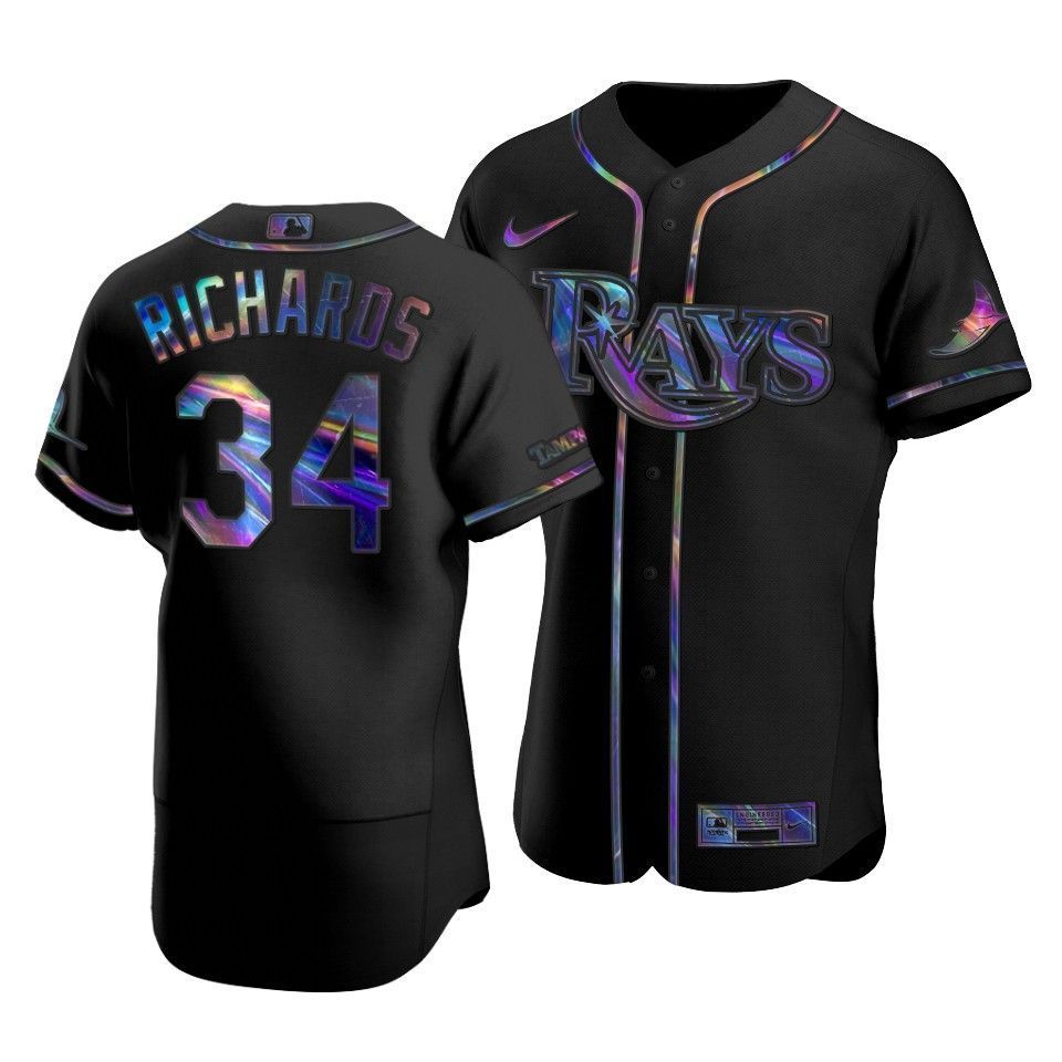 Tampa Bay Rays Trevor Richards #34 Iridescent Logo Holographic Limited Jersey Black - Friend Lounge Store - Shop for All Things Jerseys Sports - PersonalJerseys