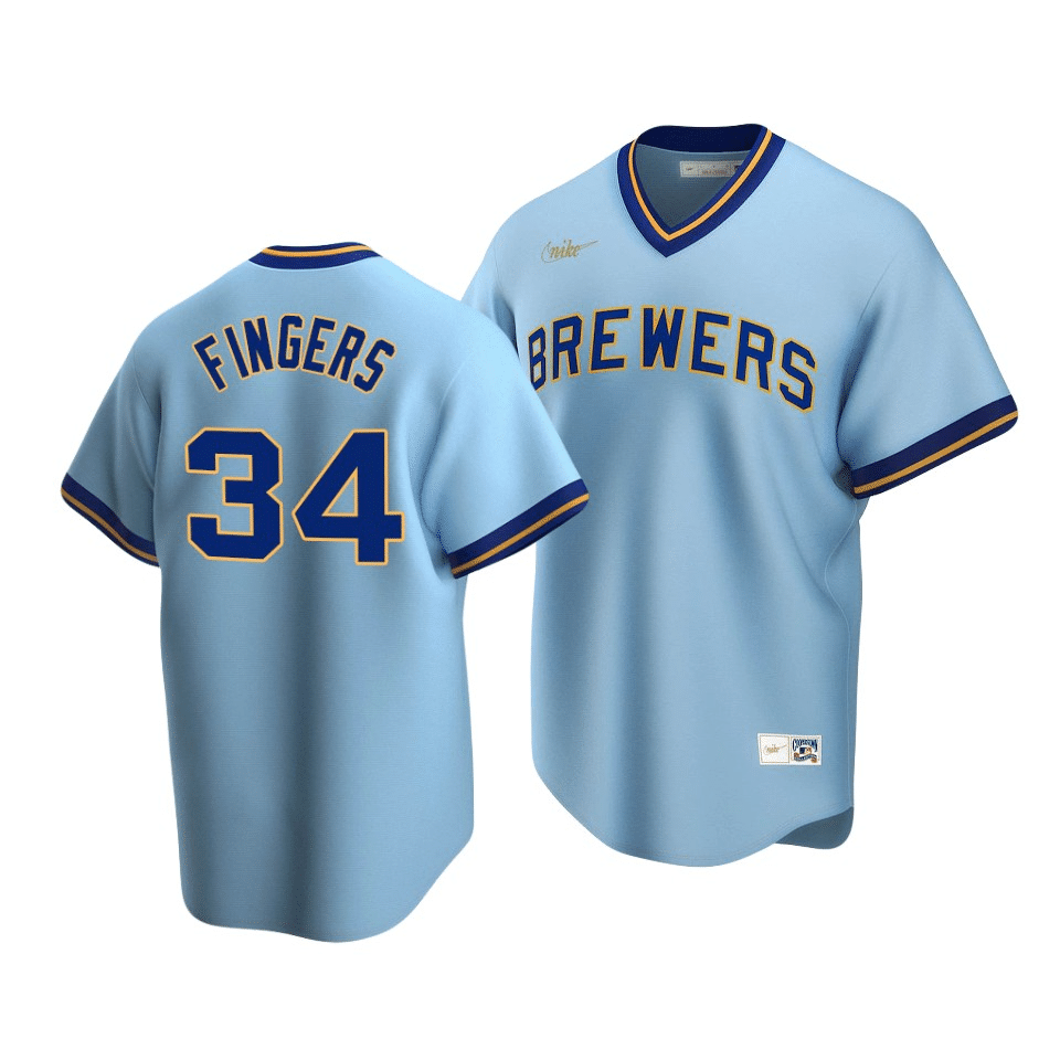 Men's Milwaukee Brewers Rollie Fingers #34 Cooperstown Collection Powder Blue Road Jersey - Friend Lounge Store - Shop for All Things Jerseys Sports - PersonalJerseys