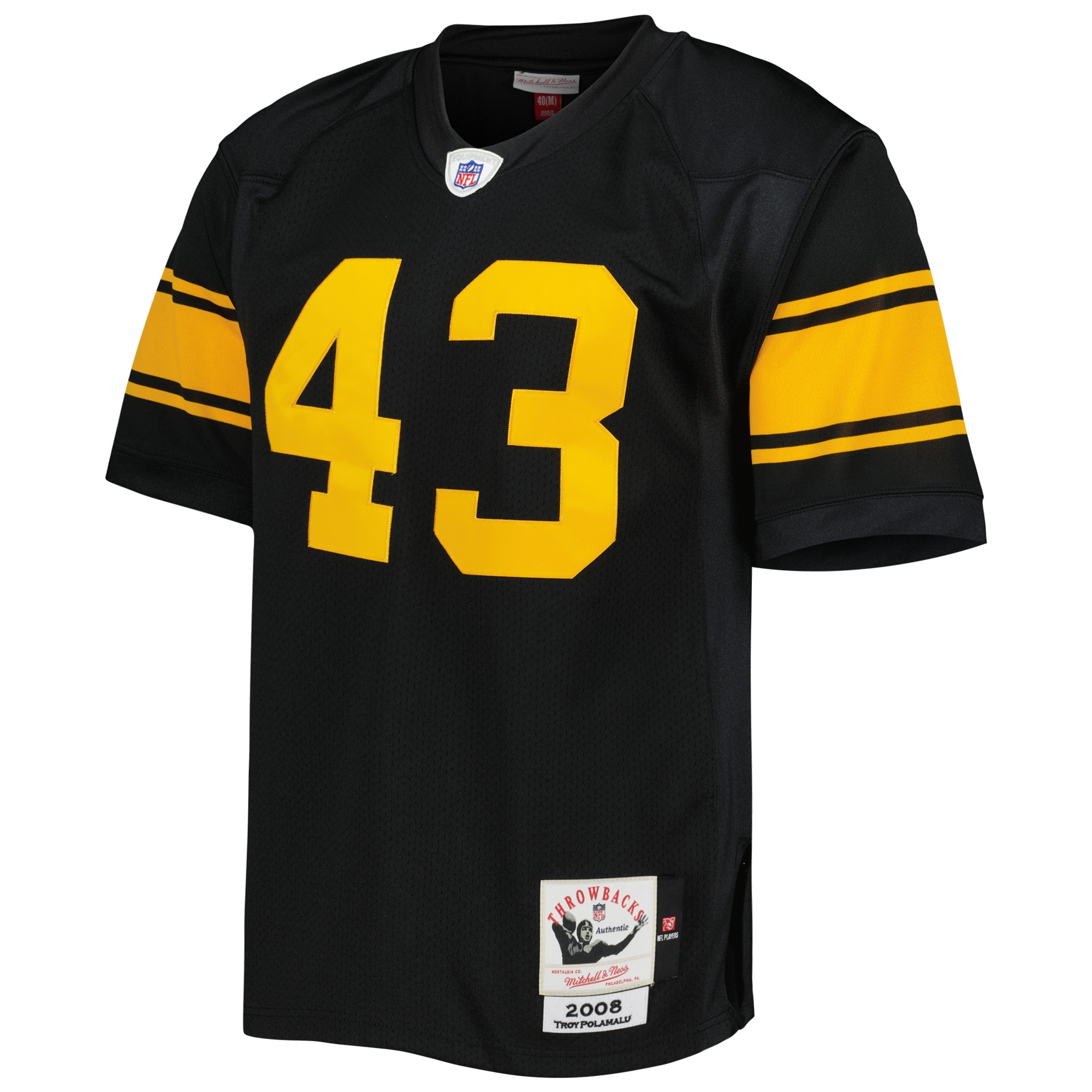Troy Polamalu Pittsburgh Steelers Mitchell & Ness 2008 Alternate Authentic Retired Player Jersey - Black - PersonalJerseys
