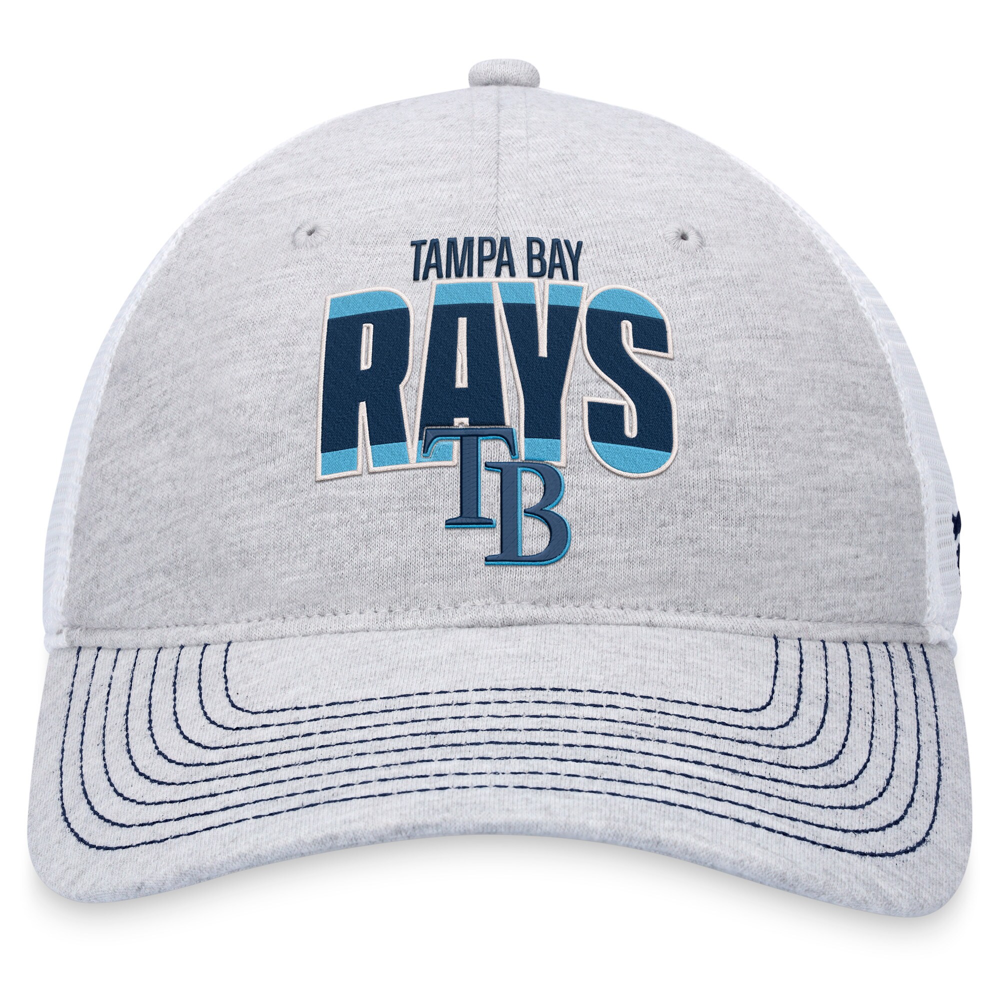 Tampa Bay Rays Fanatics Branded Logo Trucker Adjustable Hat - Heather Gray/White - PersonalJerseys