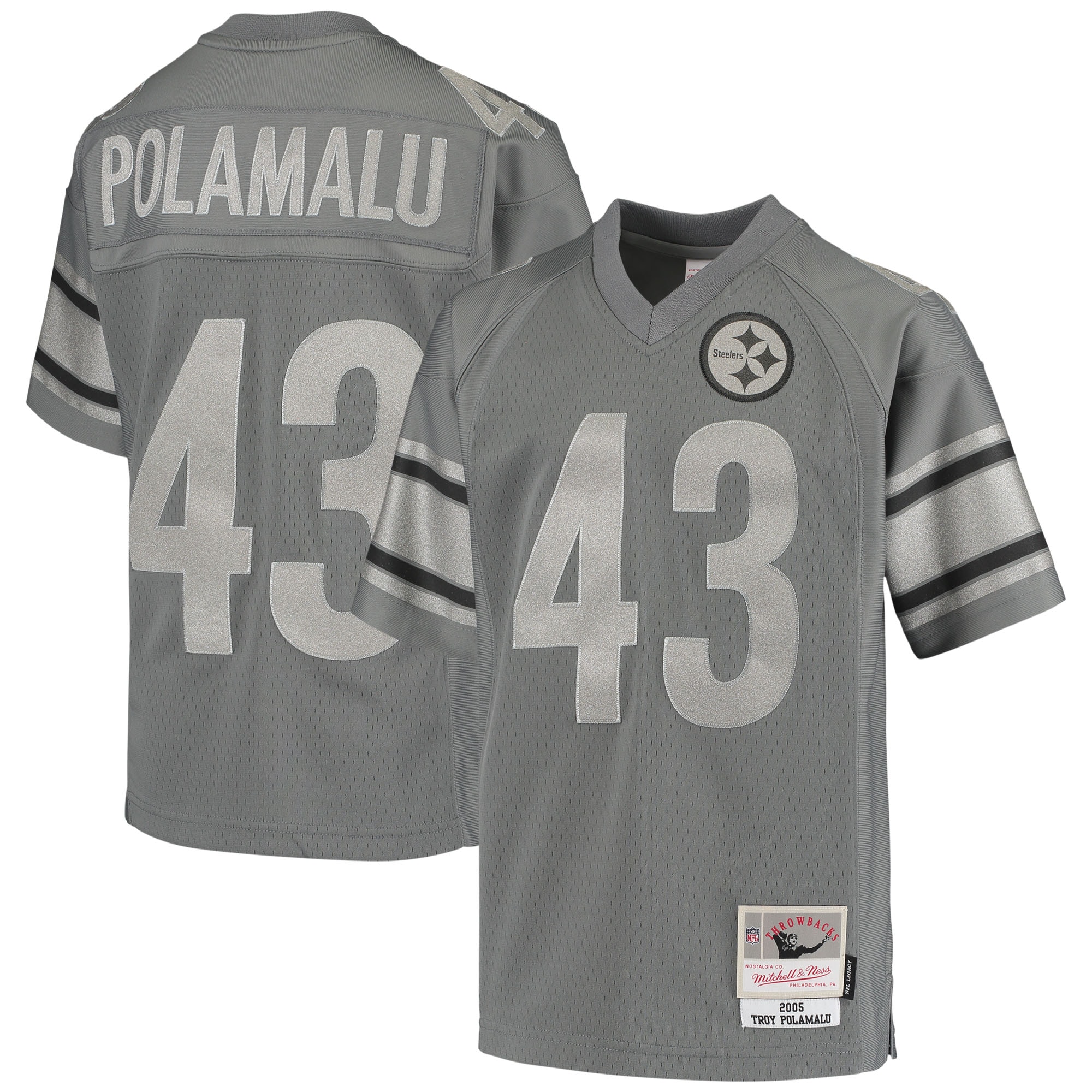 Troy Polamalu Pittsburgh Steelers Mitchell & Ness Youth 2005 Retired Player Metal Replica Jersey - Charcoal - PersonalJerseys