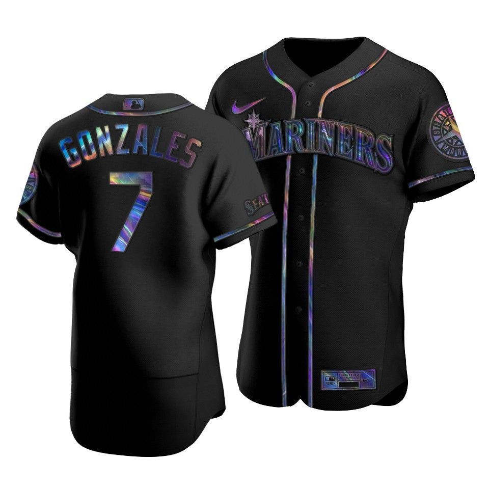 Men's Seattle Mariners Marco Gonzales #7 Iridescent Logo Holographic Limited Jersey Black - Friend Lounge Store - Shop for All Things Jerseys Sports - PersonalJerseys