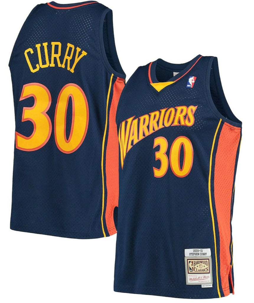 Men's Mitchell & Ness Stephen Curry Golden State Warriors Navy 2009-2010 Hardwood Classics Swingman Jersey - Sports Wear Jersey - PersonalJerseys