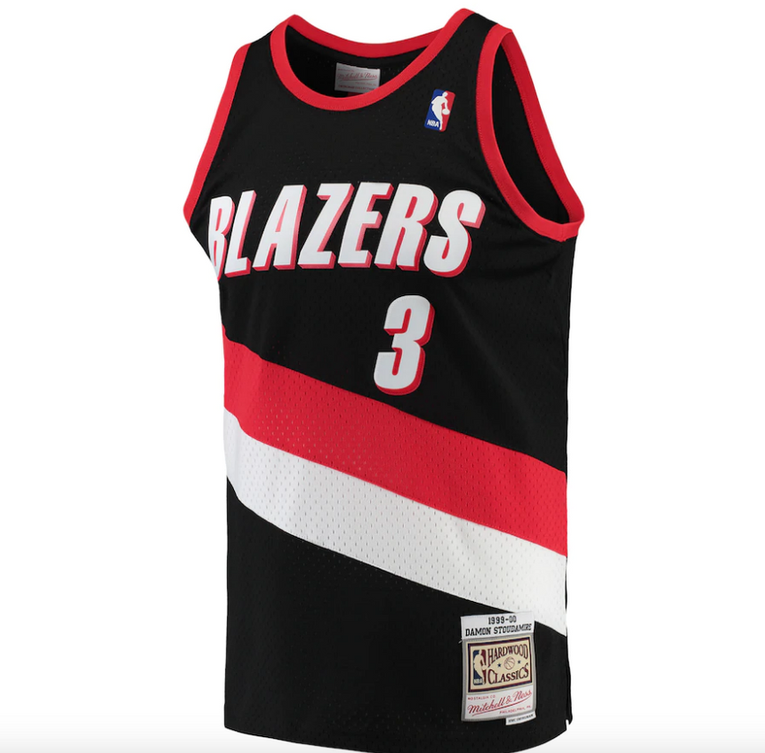 Men's Damon Stoudamire Portland Trail Blazers Mitchell & Ness Hardwood Classics Swingman Jersey - Black - Sports Wear Jersey - PersonalJerseys