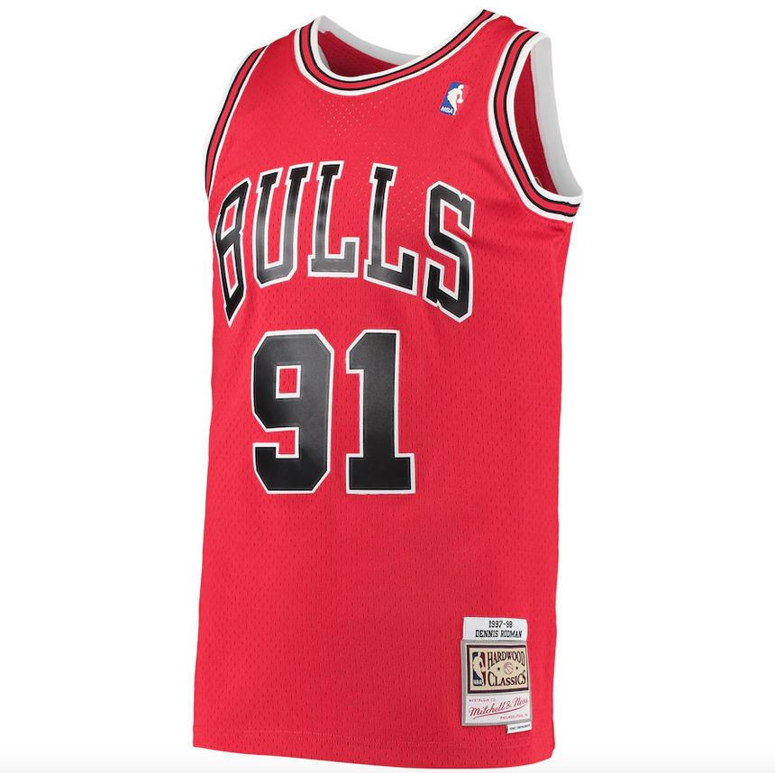 Men's Chicago Bulls Dennis Rodman Mitchell & Ness Red 1997-98 Hardwood Classics Swingman Jersey - PersonalJerseys