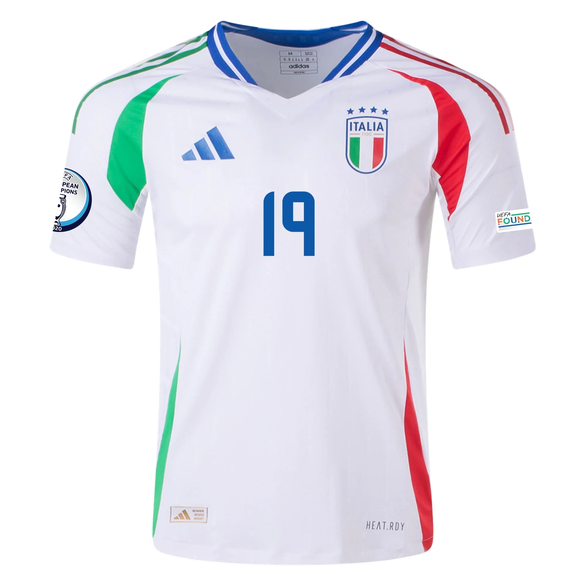 adidas Italy Authentic Leonardo Bonucci Away Jersey w/ Euro 2024 Patches 24/25 (White) - PersonalJerseys