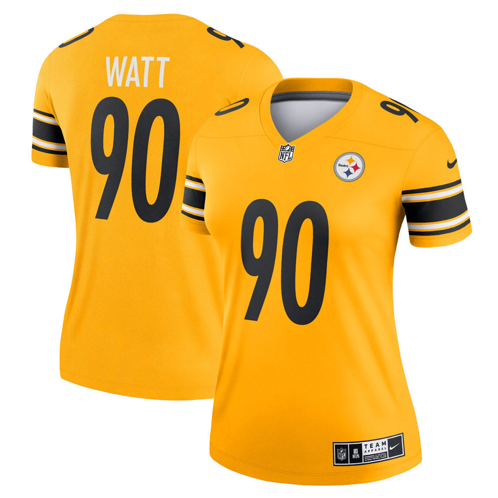Women's Pittsburgh Steelers T.J. Watt Inverted Legend Jersey Gold - PersonalJerseys