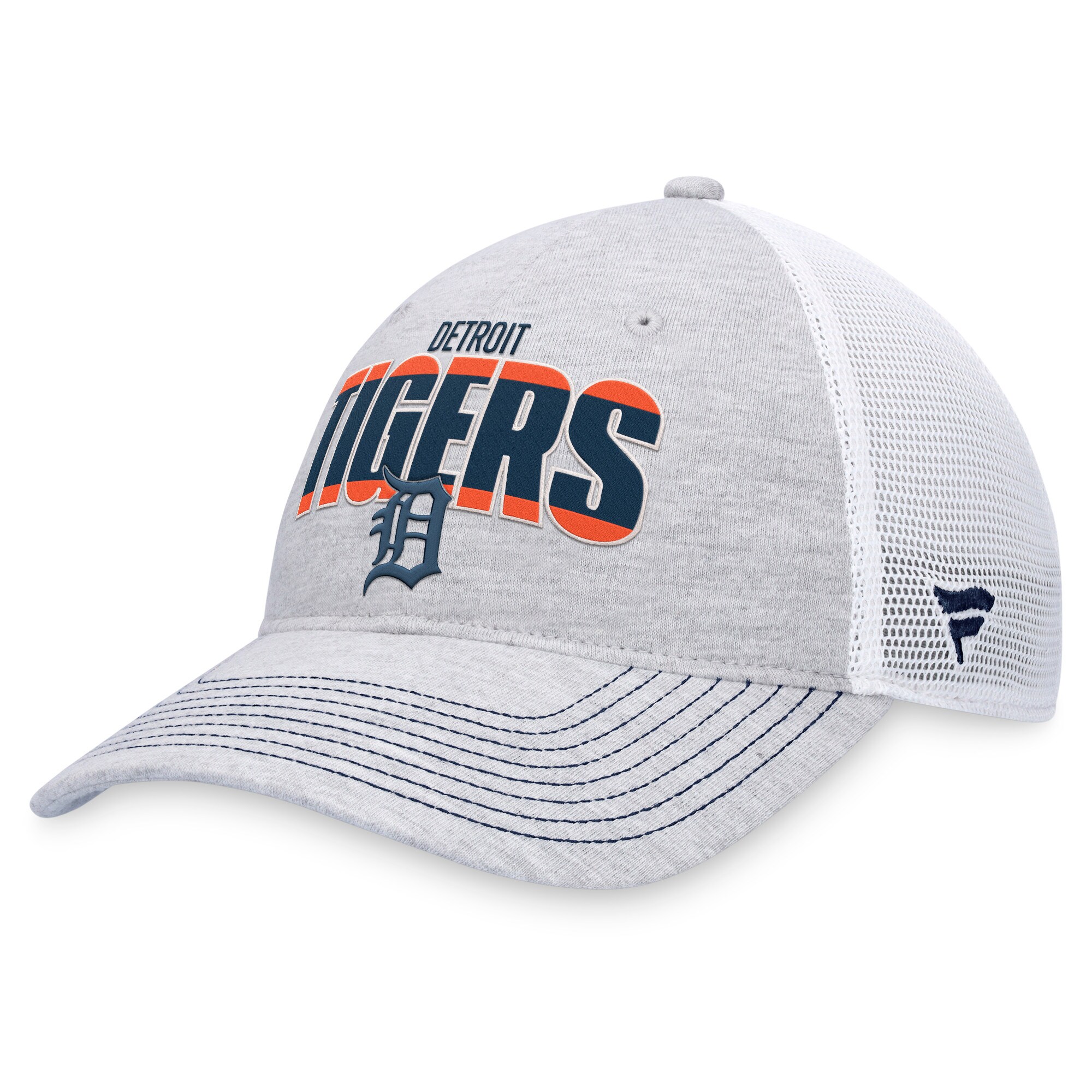 Detroit Tigers Fanatics Branded Logo Trucker Adjustable Hat - Heather Gray/White - PersonalJerseys