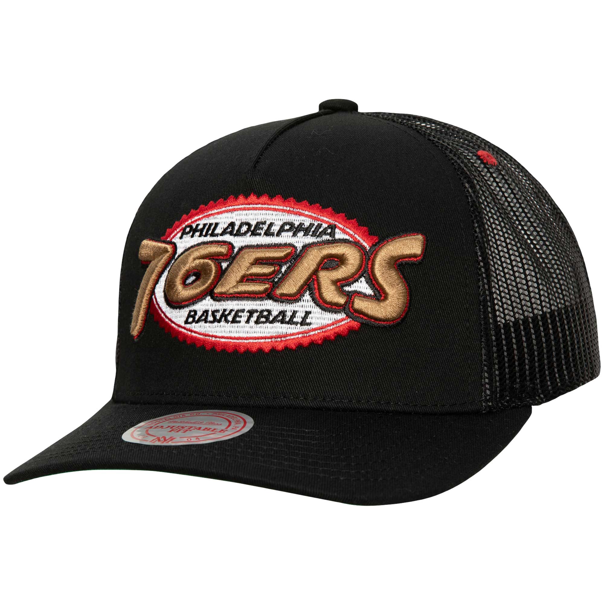 Philadelphia 76ers Mitchell & Ness Team Seal Trucker Snapback Hat - Black - PersonalJerseys