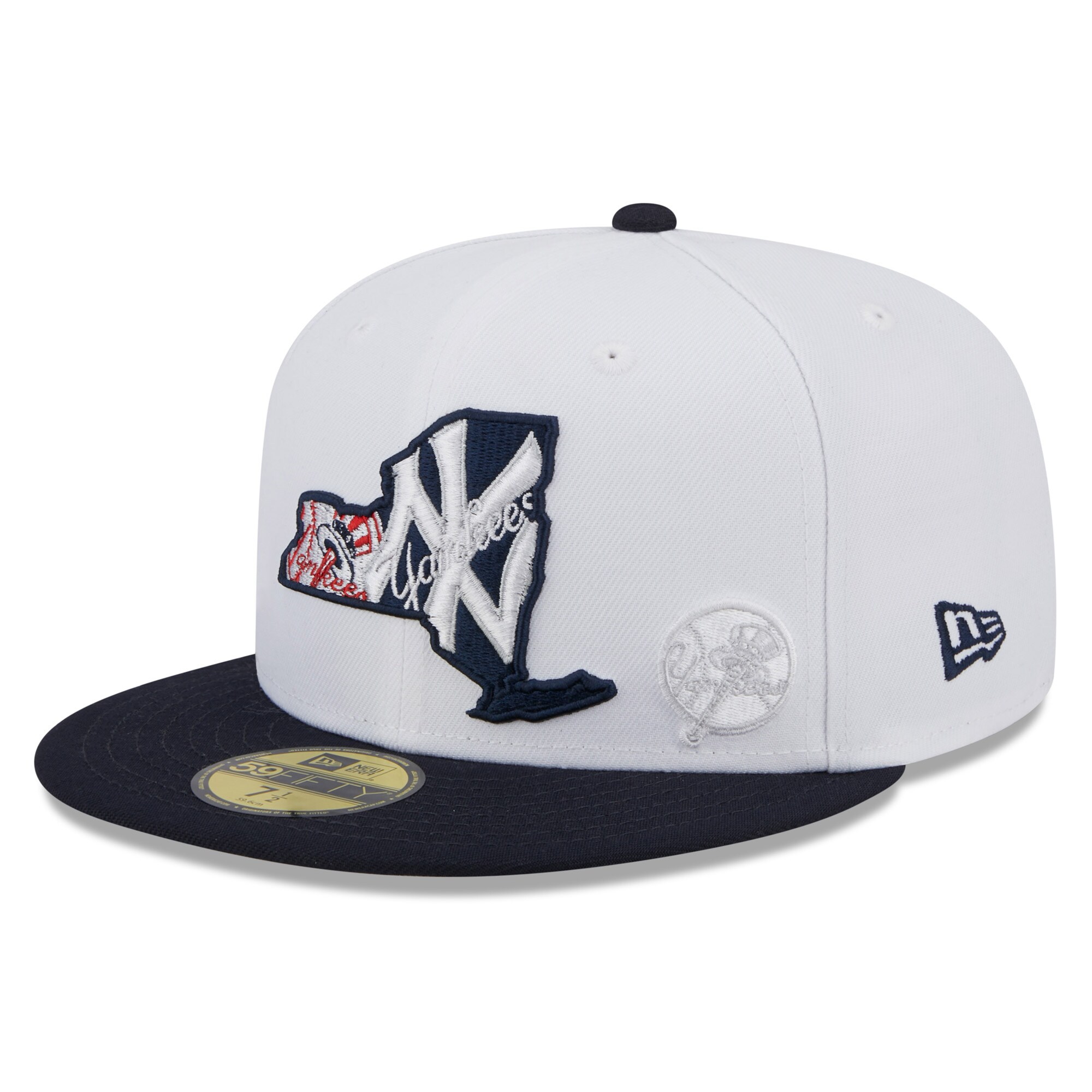 New York Yankees New Era State 59FIFTY Fitted Hat - White/Navy - PersonalJerseys