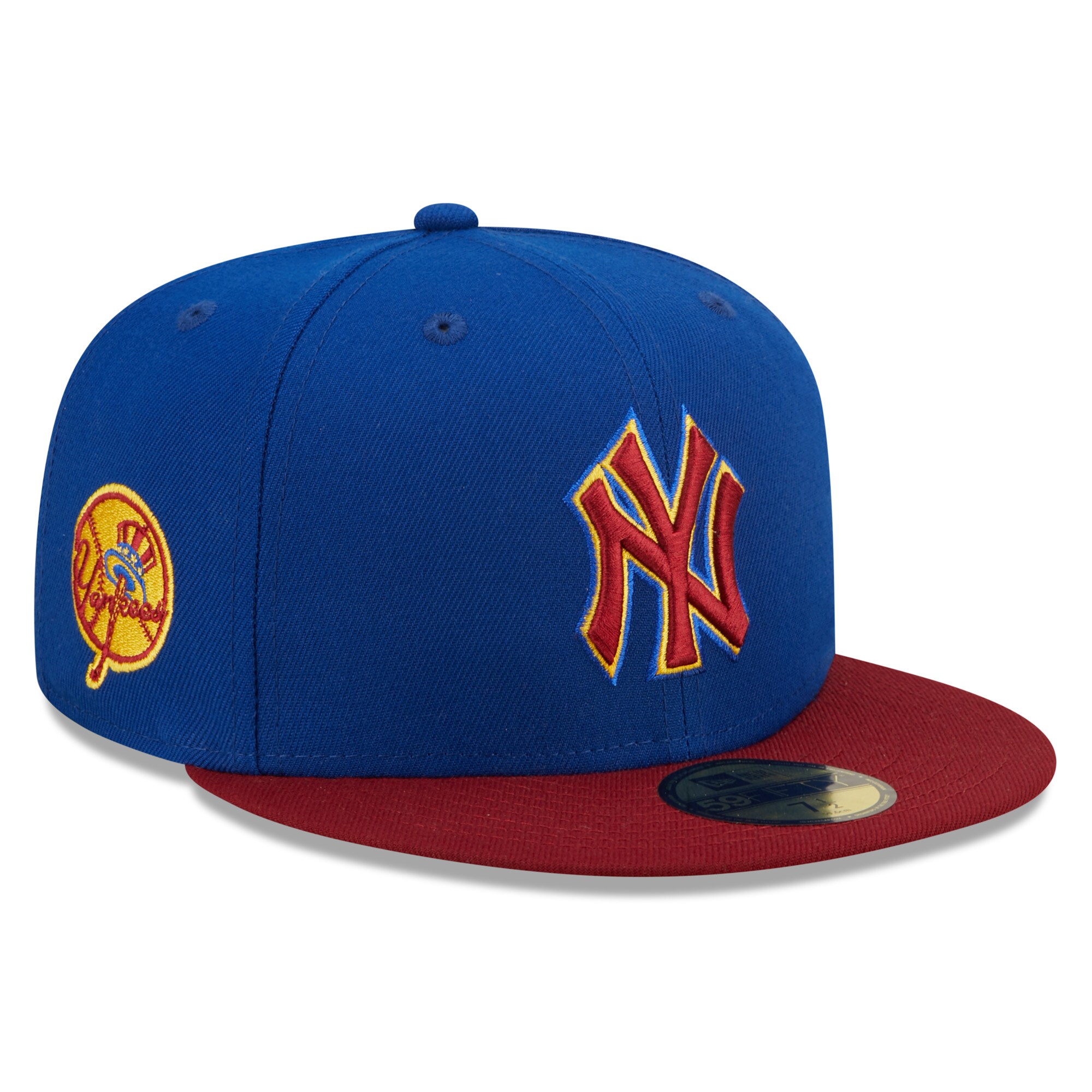 New York Yankees New Era Logo Primary Jewel Gold Undervisor 59FIFTY Fitted Hat - Royal/Red - PersonalJerseys