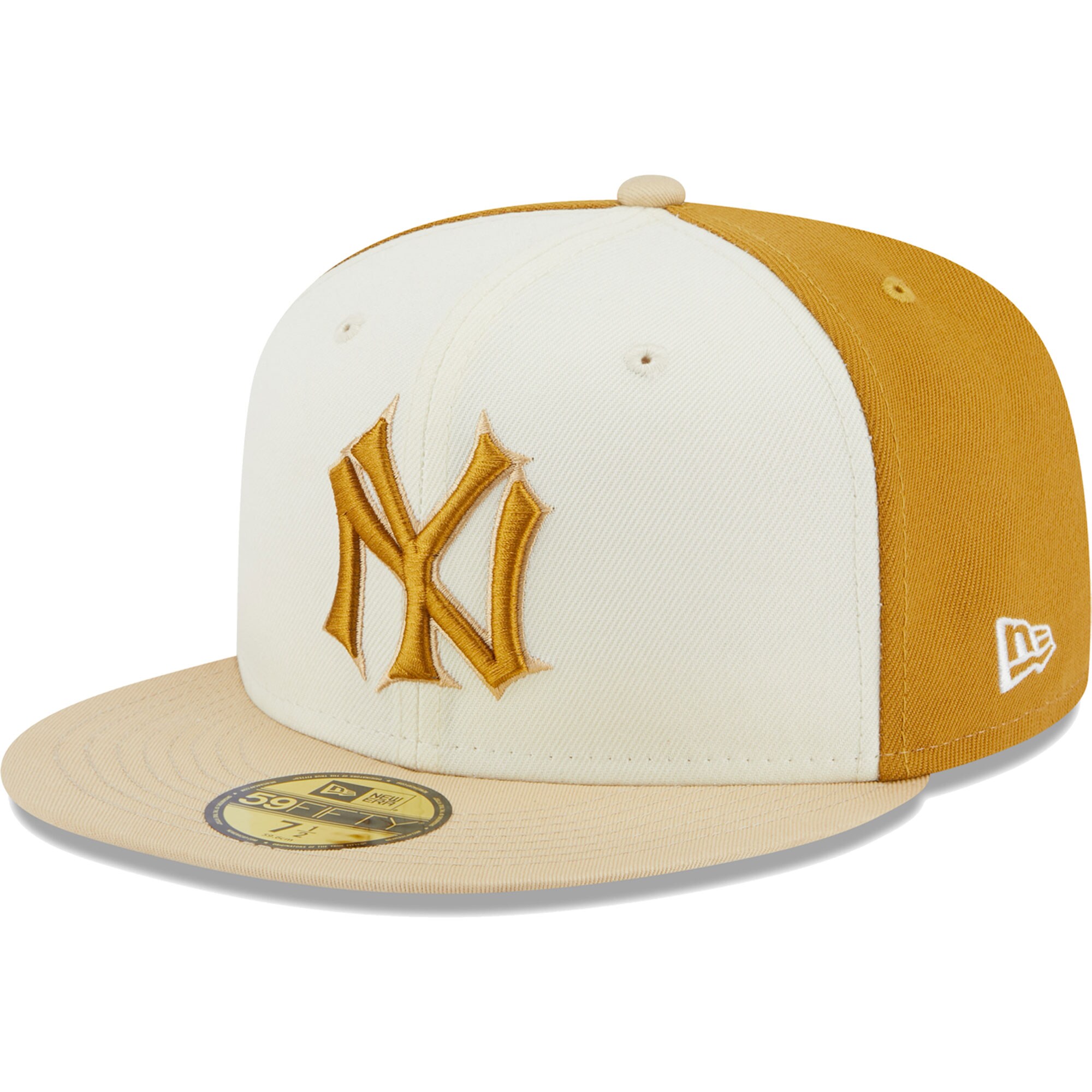 New York Yankees New Era  Chrome Anniversary 59FIFTY Fitted Hat - Cream/Gold - PersonalJerseys