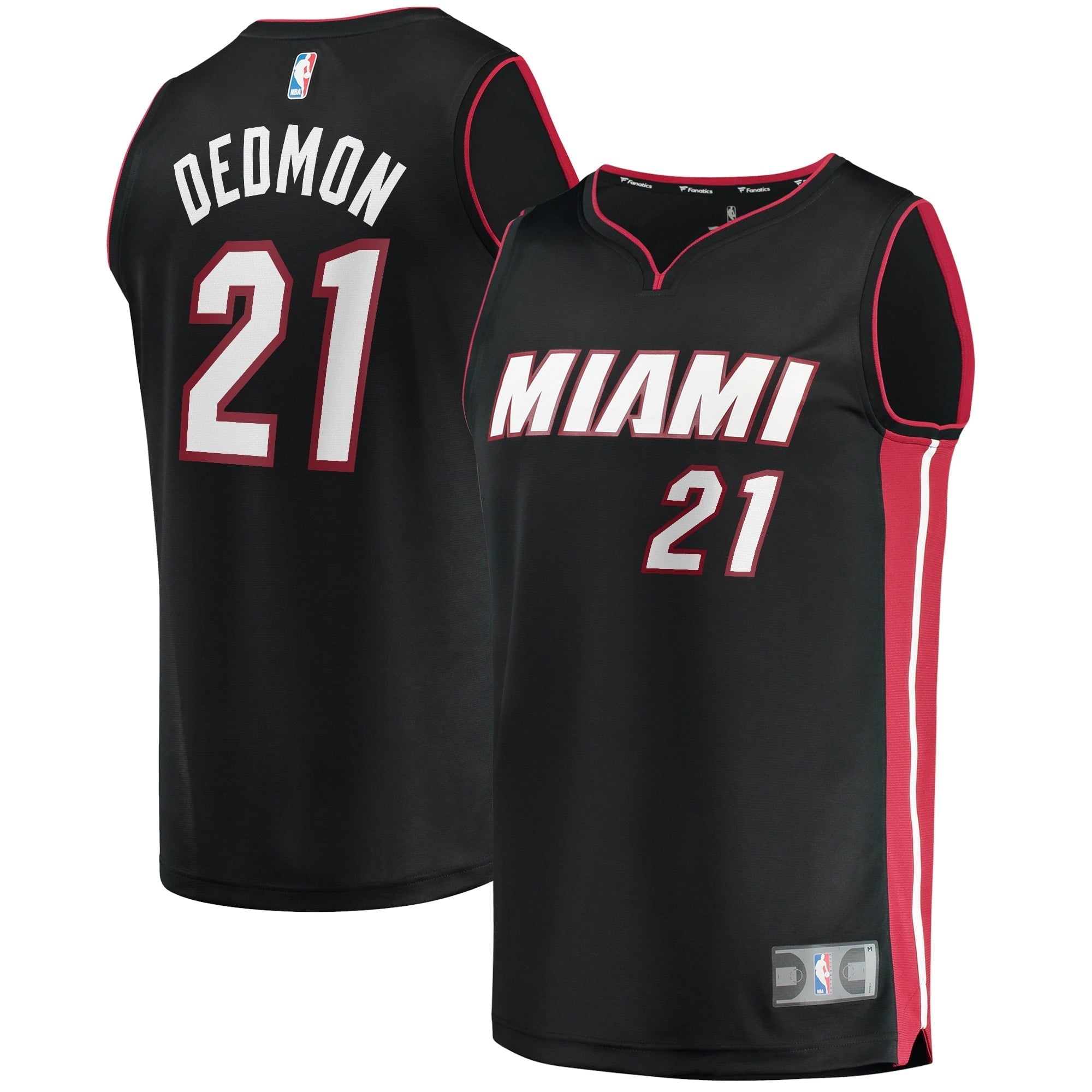 Men's Fanatics Branded Dewayne Dedmon Black Miami Heat 2021/22 Fast Break Replica Jersey - Icon Edition - PersonalJerseys
