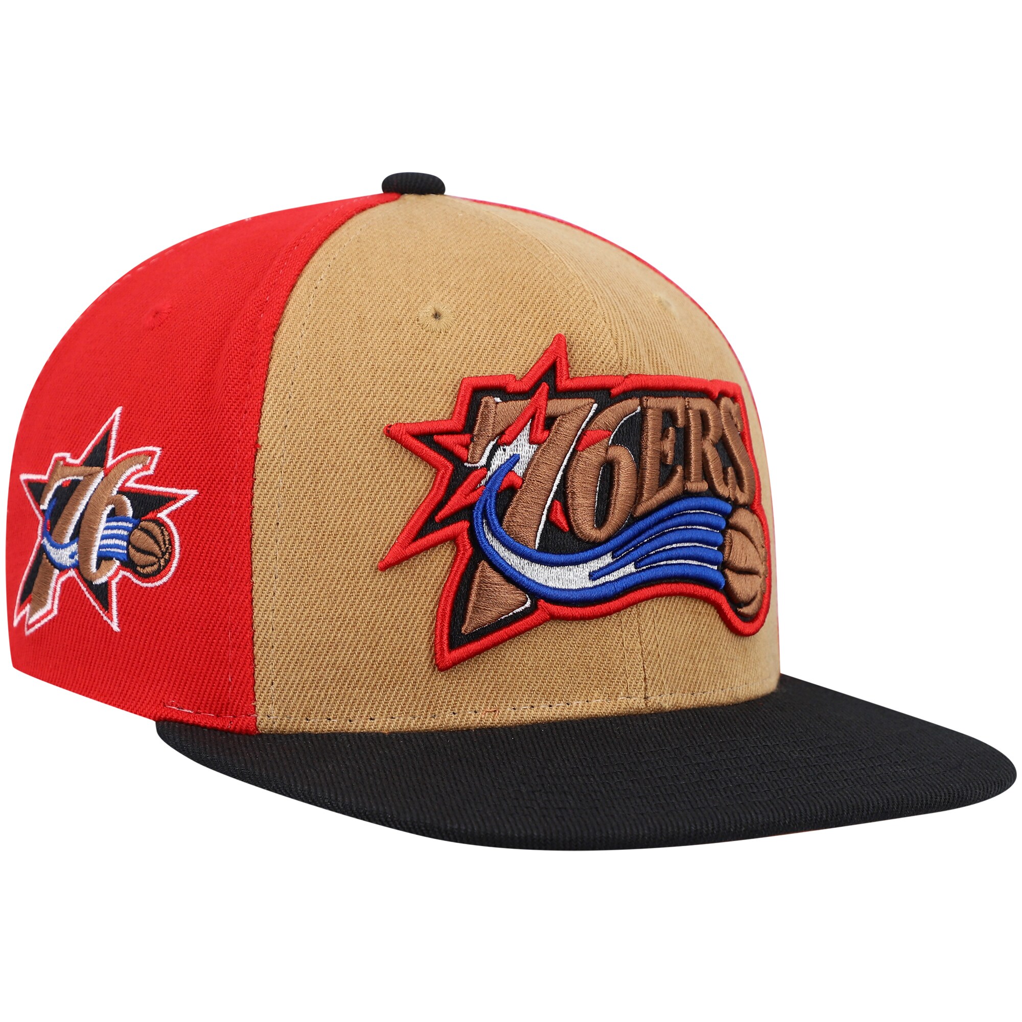 Philadelphia 76ers Mitchell & Ness Hardwood Classics On The Block Snapback Hat - Gold/Black - PersonalJerseys