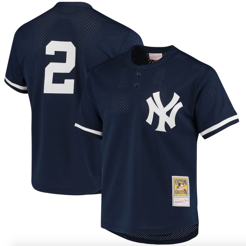 Men's New York Yankees Derek Jeter Mitchell & Ness Navy Cooperstown Collection 1995 Batting Practice Jersey - Sports Wear Jersey - PersonalJerseys