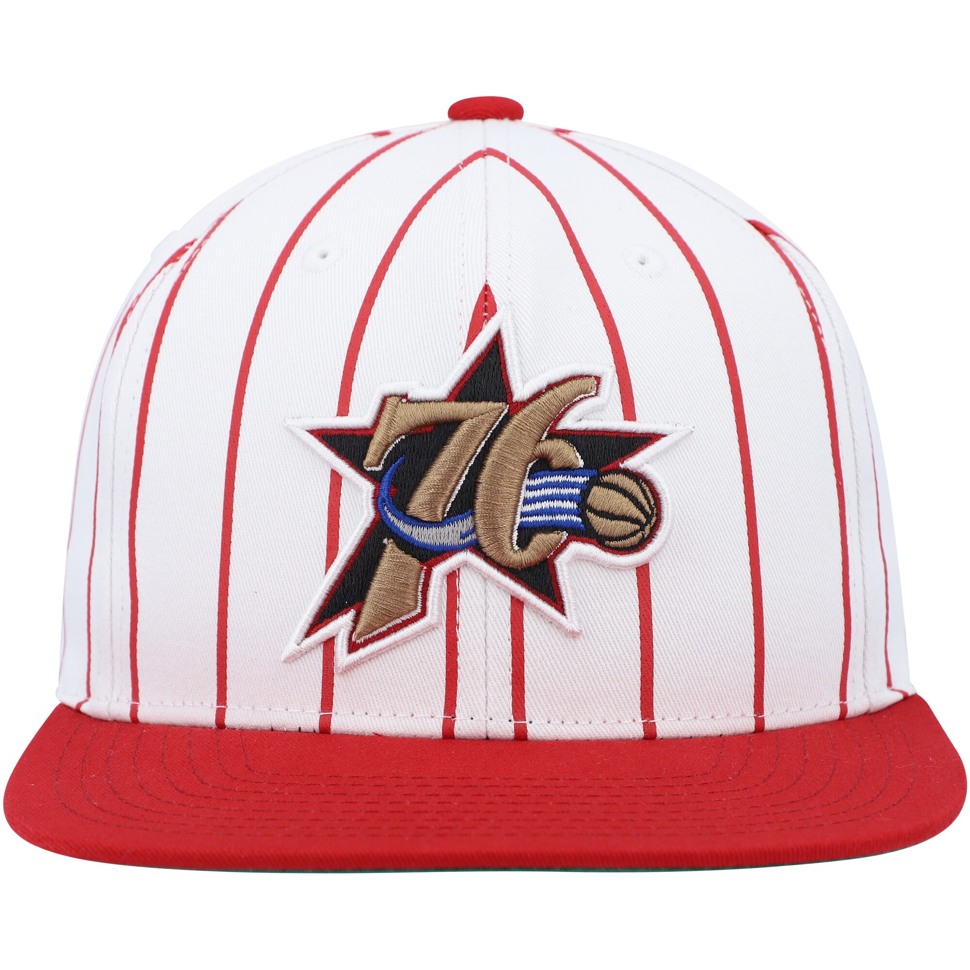 Philadelphia 76ers Mitchell & Ness Hardwood Classics Pinstripe Snapback Hat - White - PersonalJerseys