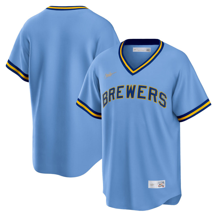 Men's Milwaukee Brewers Cooperstown Collection Blue Replica Team Jersey - PersonalJerseys