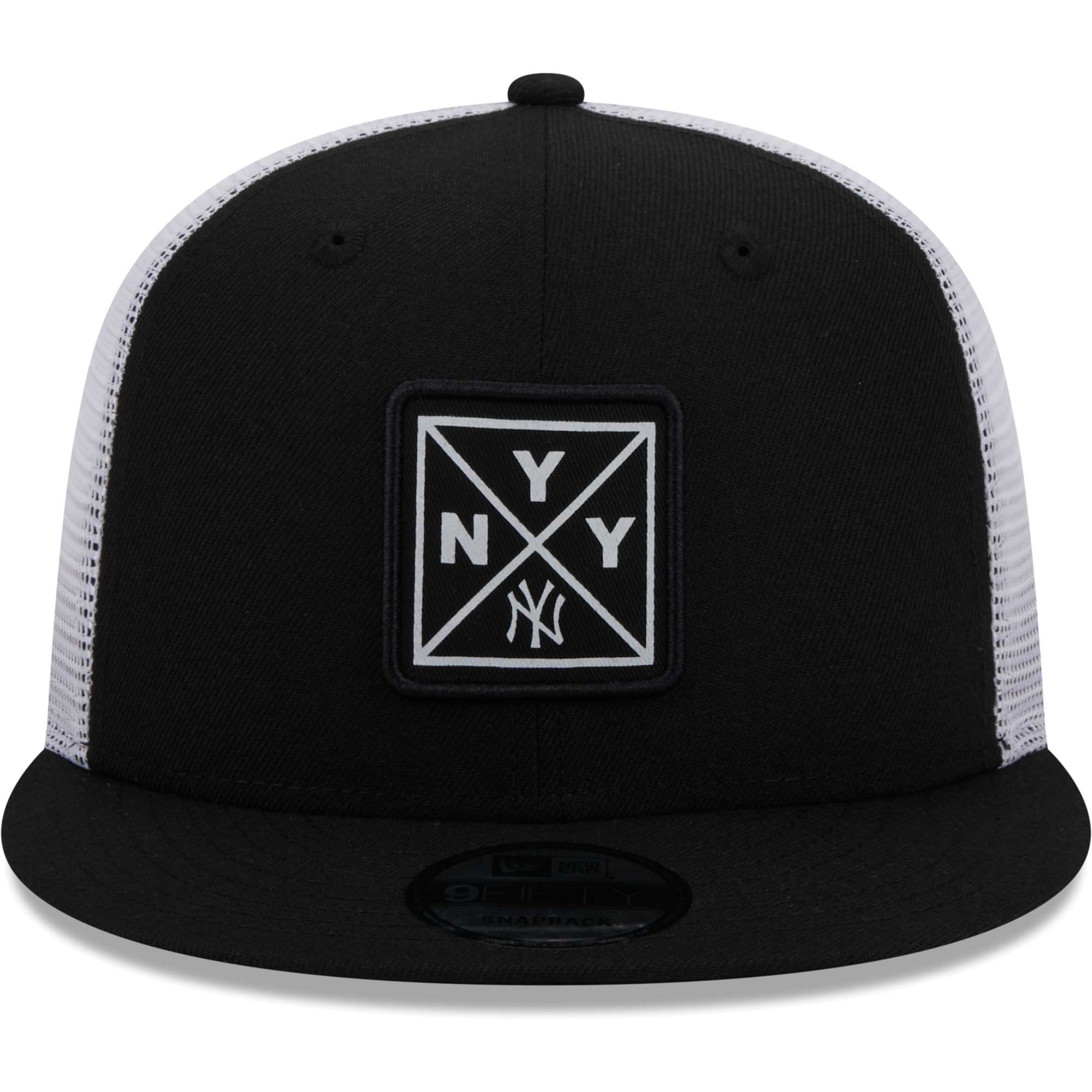 New York Yankees New Era Vert Squared Trucker 9FIFTY Snapback Hat - Black - PersonalJerseys