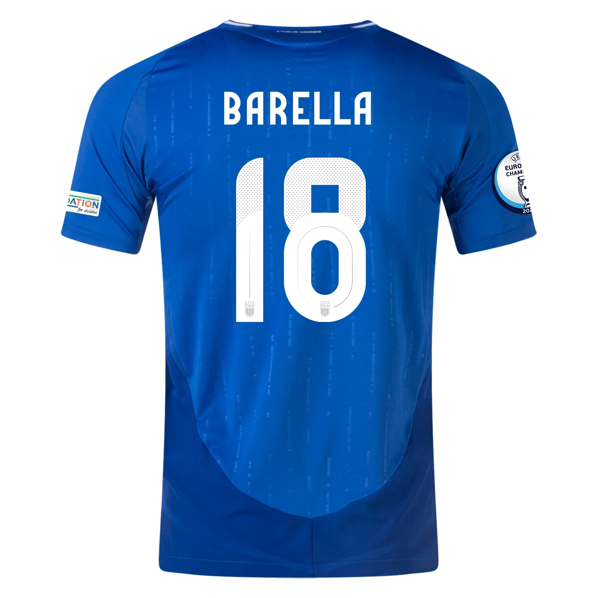 adidas Italy Authentic Nicolò Barella Home Jersey w/ Euro 2024 Patches 24/25 (Blue) - PersonalJerseys