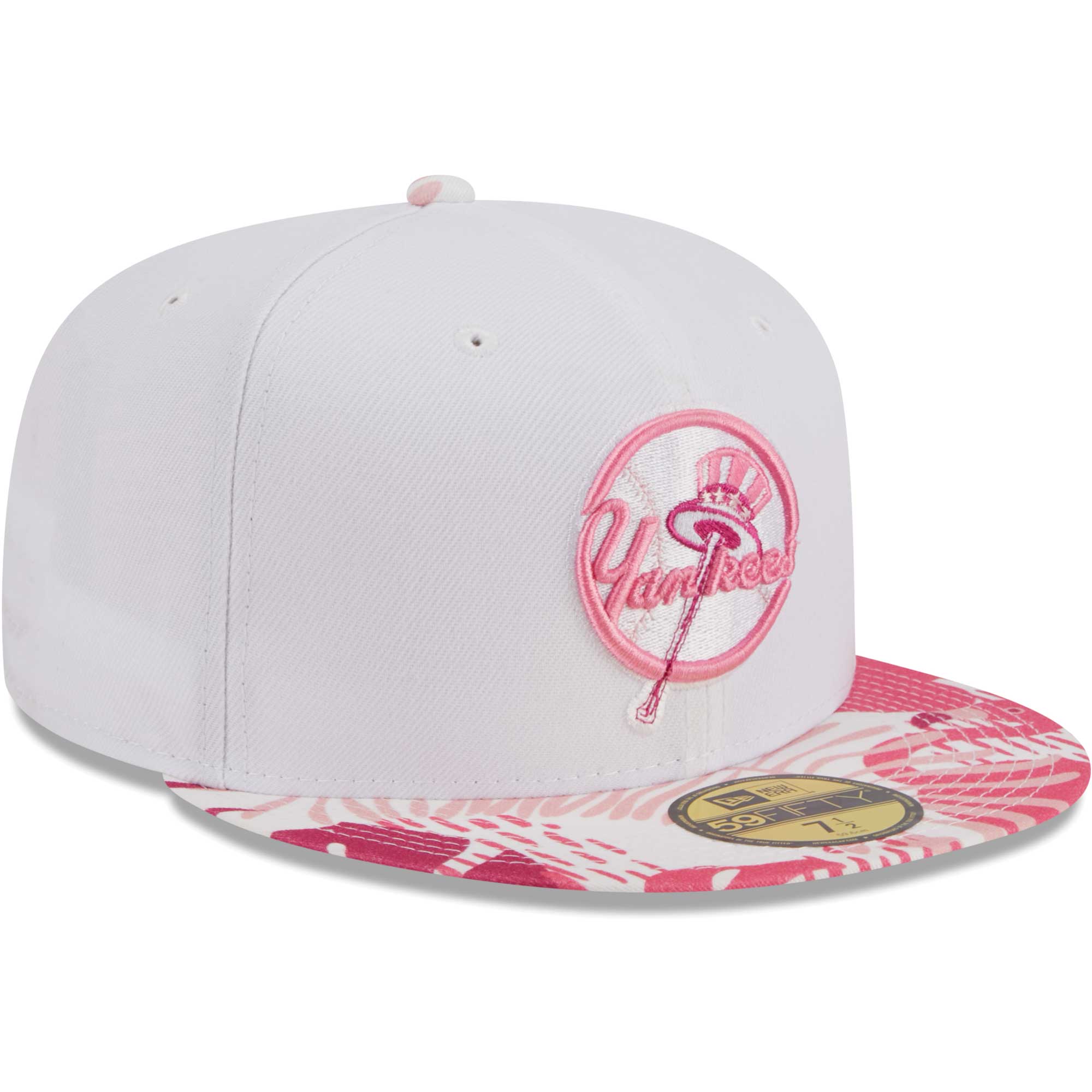 New York Yankees New Era Flamingo 59FIFTY Fitted Hat - White/Pink - PersonalJerseys