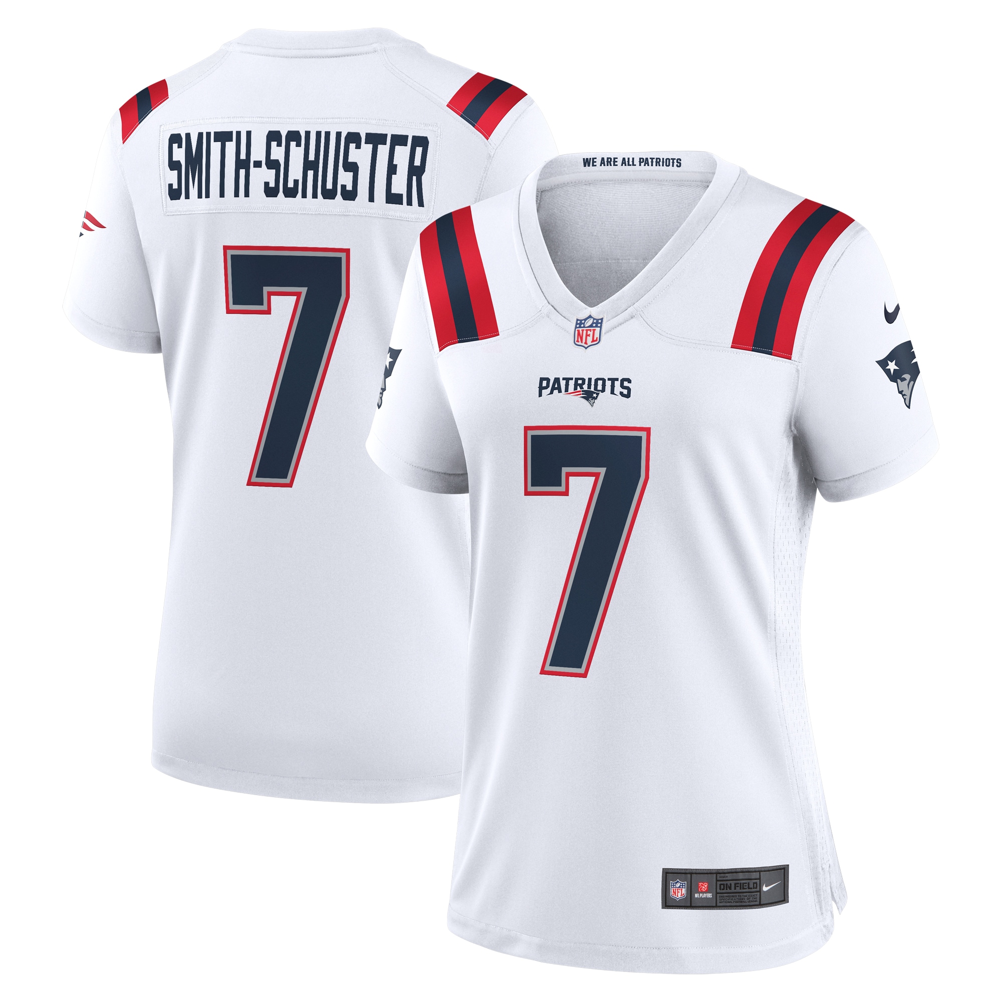 New England Patriots JuJu Smith-Schuster White Game Player Jersey for Youth Women Men - Friend Lounge Store - Shop for All Things Jerseys Sports - PersonalJerseys