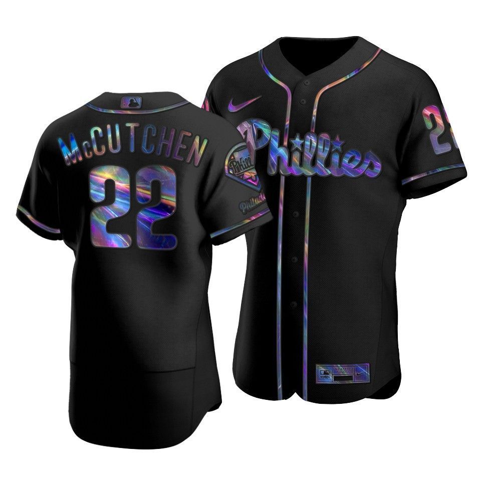 Men's Philadelphia Phillies Andrew McCutchen #22 Iridescent Logo Holographic Limited Jersey Black - Friend Lounge Store - Shop for All Things Jerseys Sports - PersonalJerseys