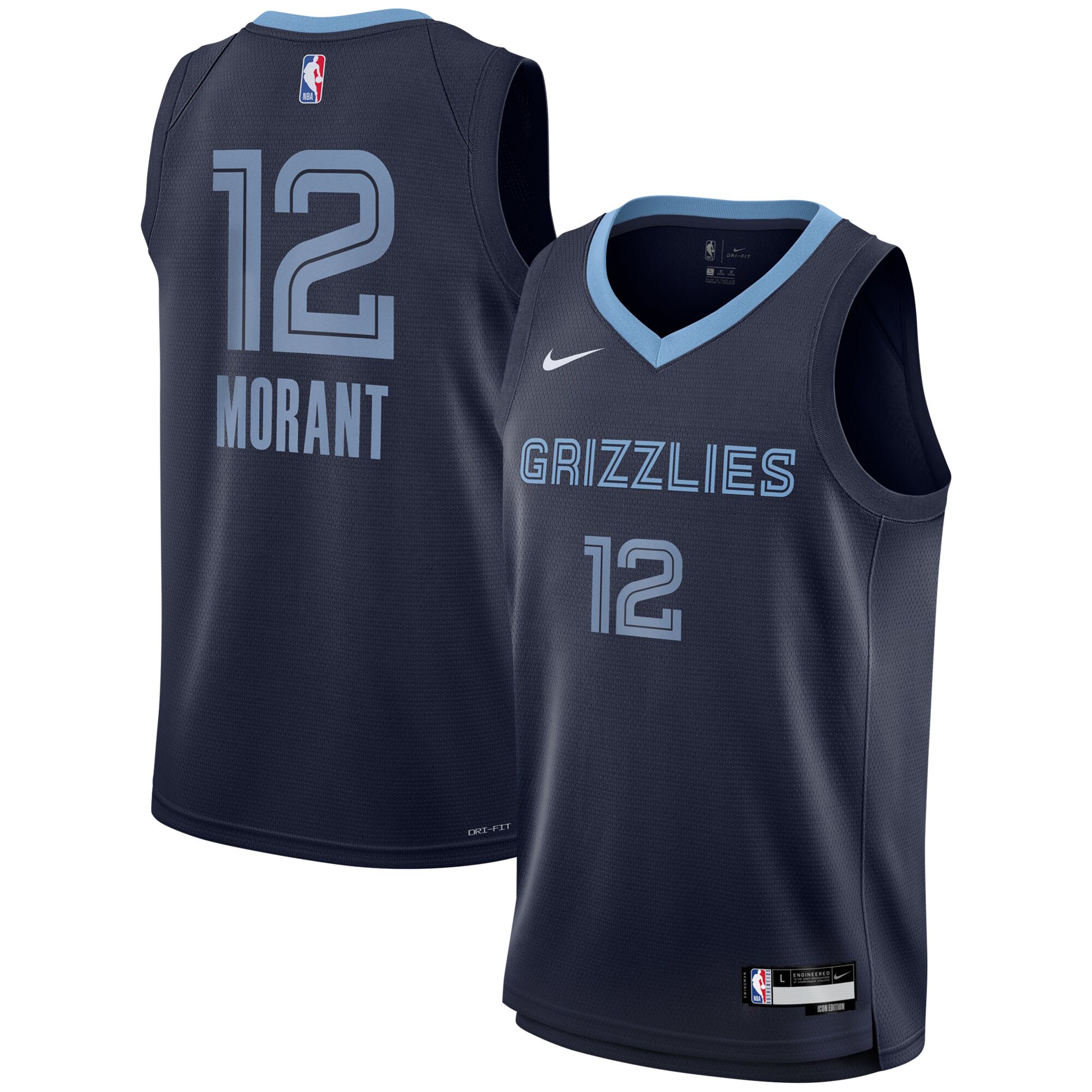 Ja Morant Memphis Grizzlies Nike Youth Swingman Jersey - Icon Edition - Navy - PersonalJerseys