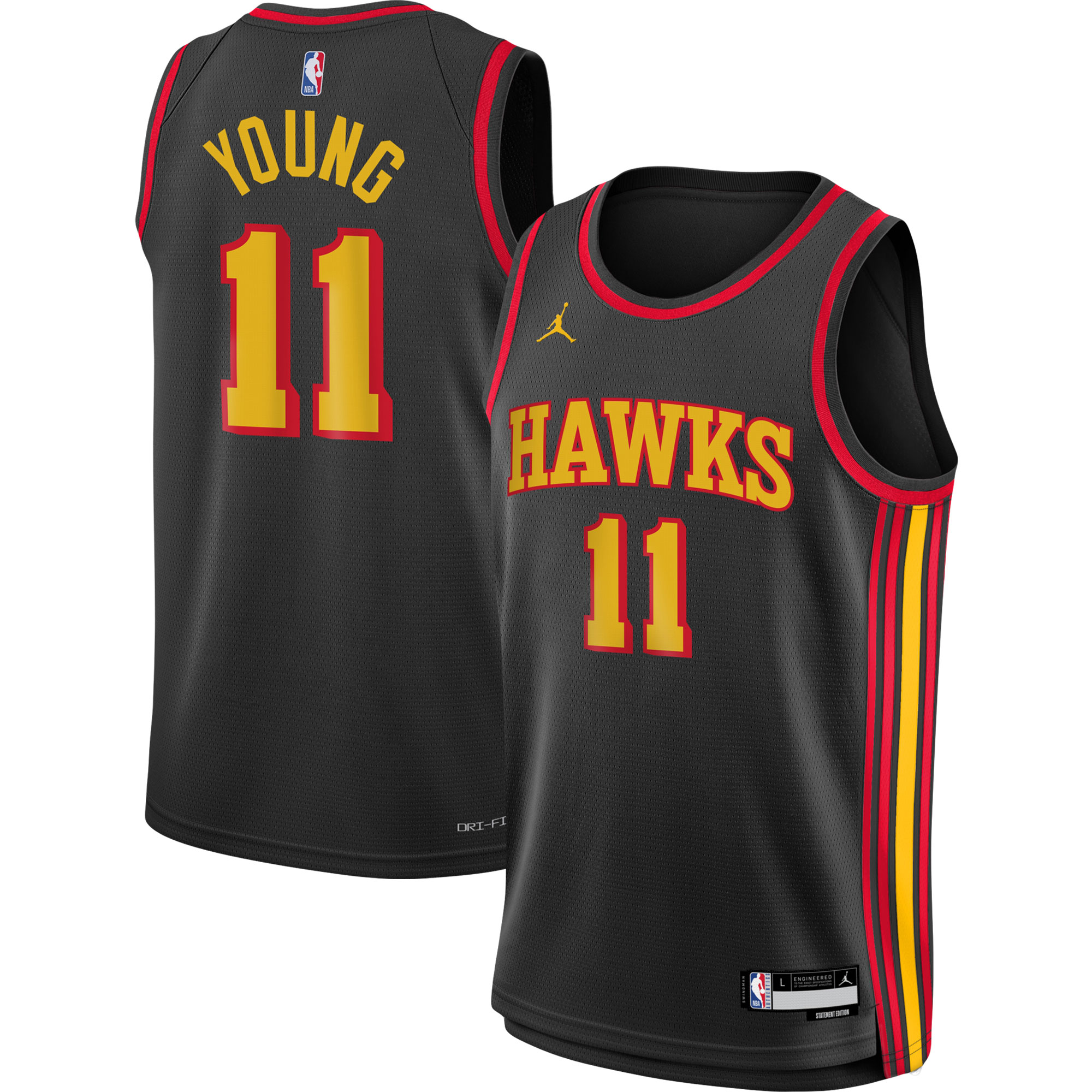 Trae Young Atlanta Hawks Jordans Brand Youth Swingman Jersey - Statement Edition - Black - PersonalJerseys