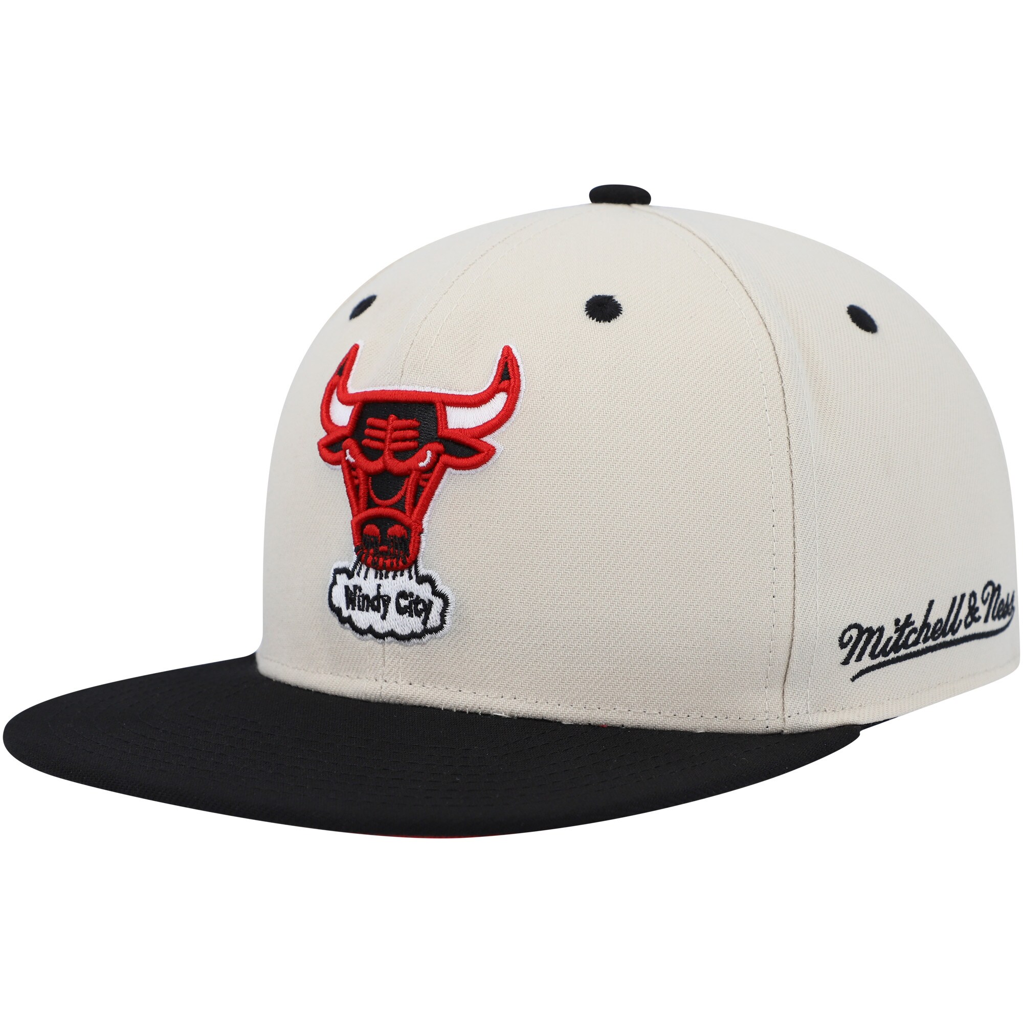 Chicago Bulls Mitchell &Ness 1998 NBA Finals Hardwood Classics Fitted Hat - Cream/Black - PersonalJerseys