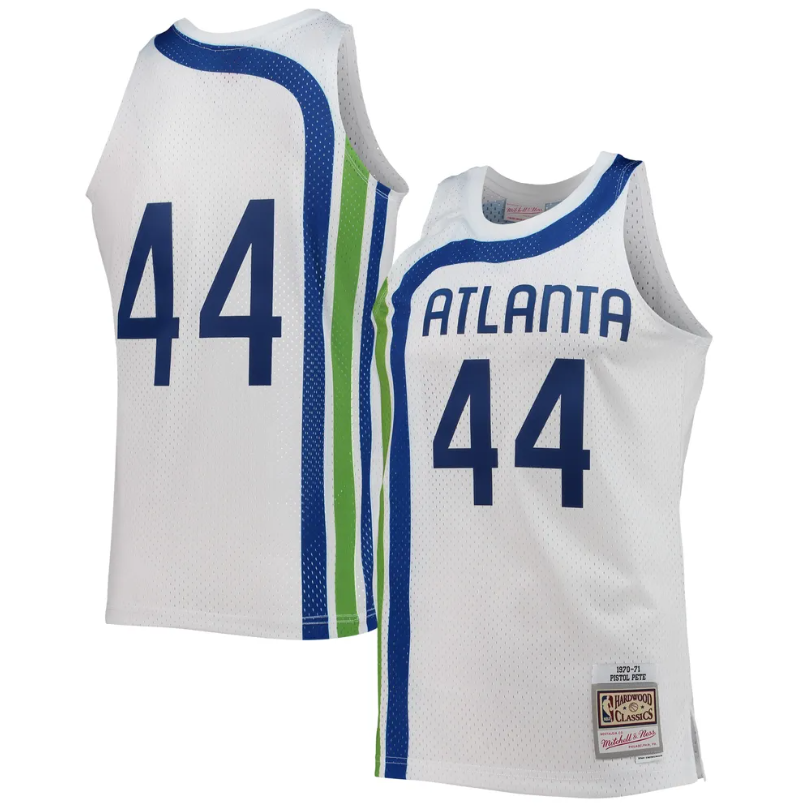 Men's Atlanta Hawks Pete Maravich Mitchell & Ness White 1971-72 Hardwood Classics Swingman Jersey - Sports Wear Jersey - PersonalJerseys