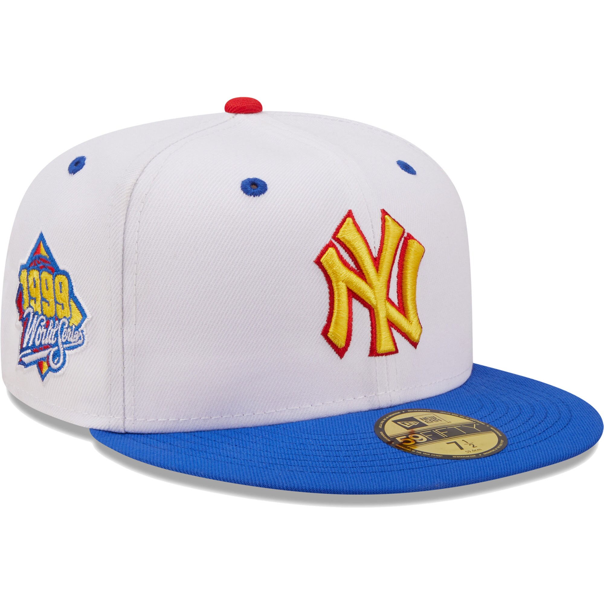 New York Yankees New Era 1999 World Series Cherry Lolli 59FIFTY Fitted Hat - White/Royal - PersonalJerseys