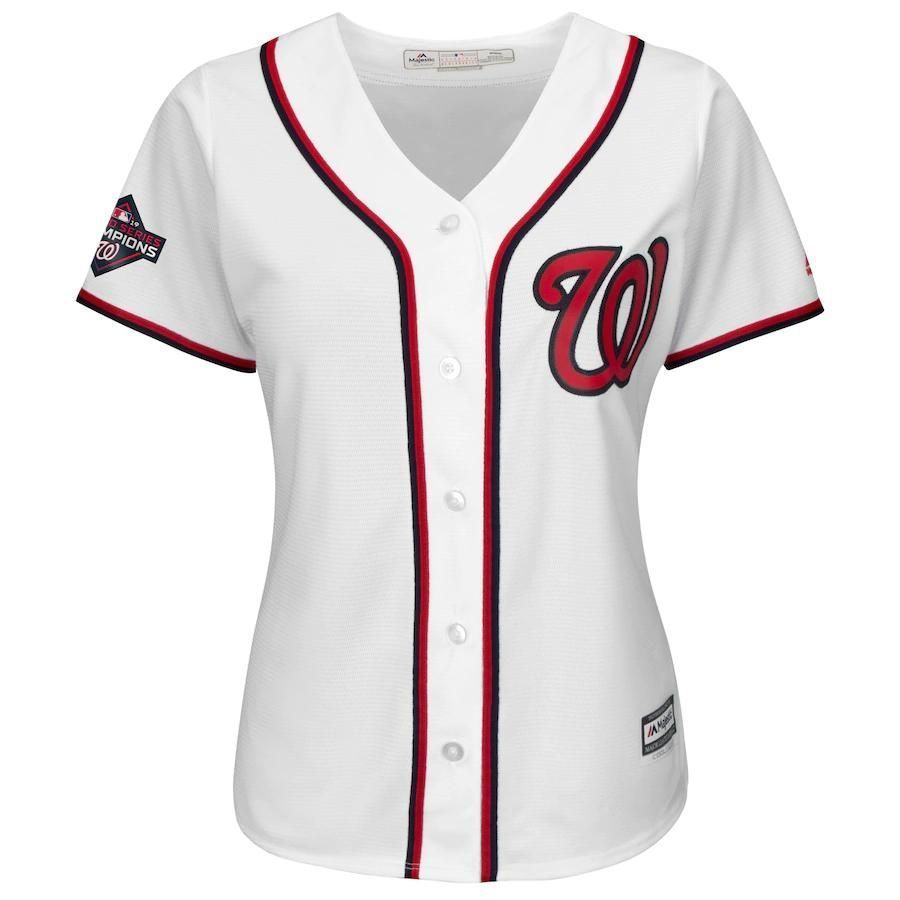 Washington Nationals Majestic Women's 2019 World Series Champions Home Cool Base Patch Jersey - White - Friend Lounge Store - Shop for All Things Jerseys Sports - PersonalJerseys