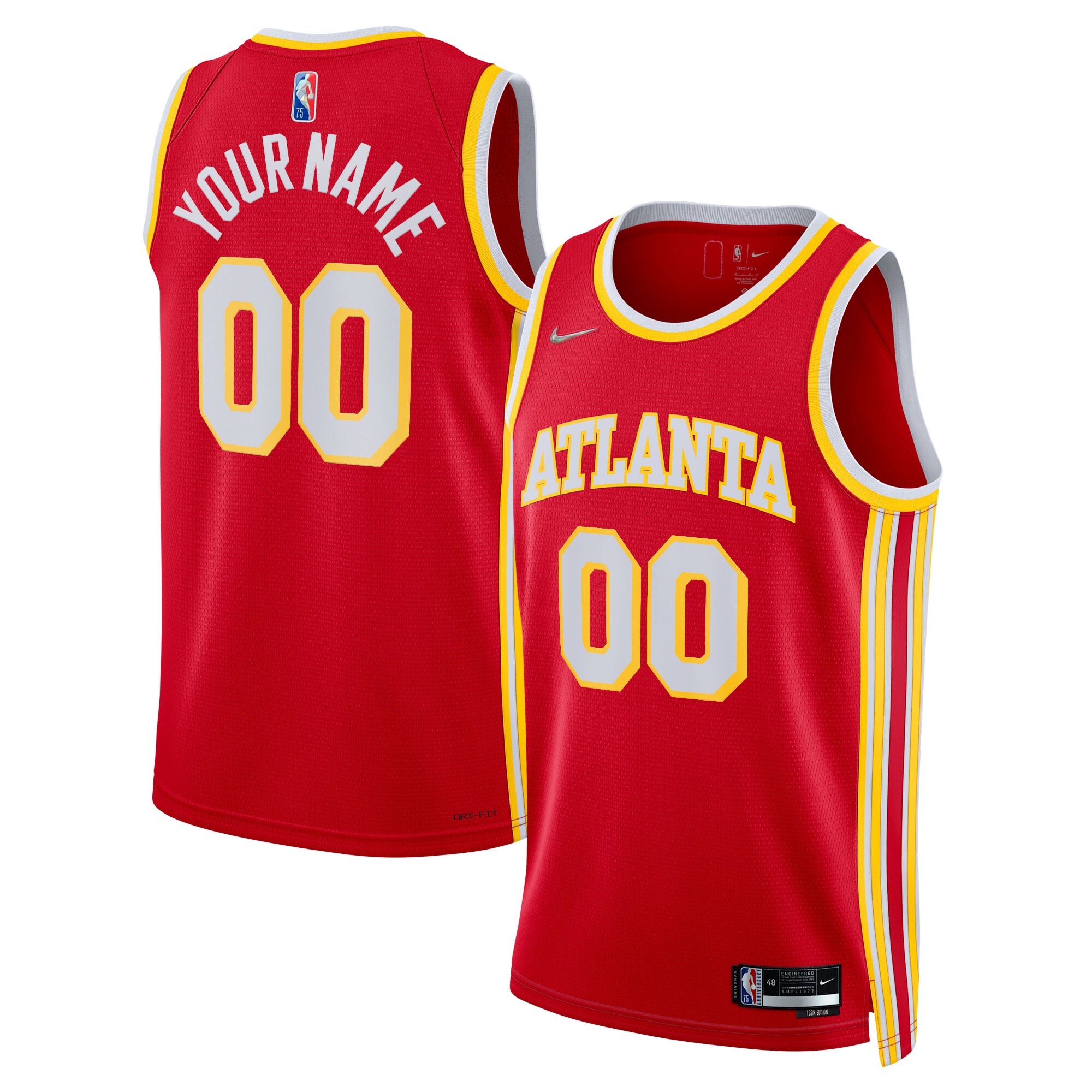 Atlanta Hawks Nike 2021/22 Diamond Swingman Custom Jersey - Icon Edition - Red - PersonalJerseys