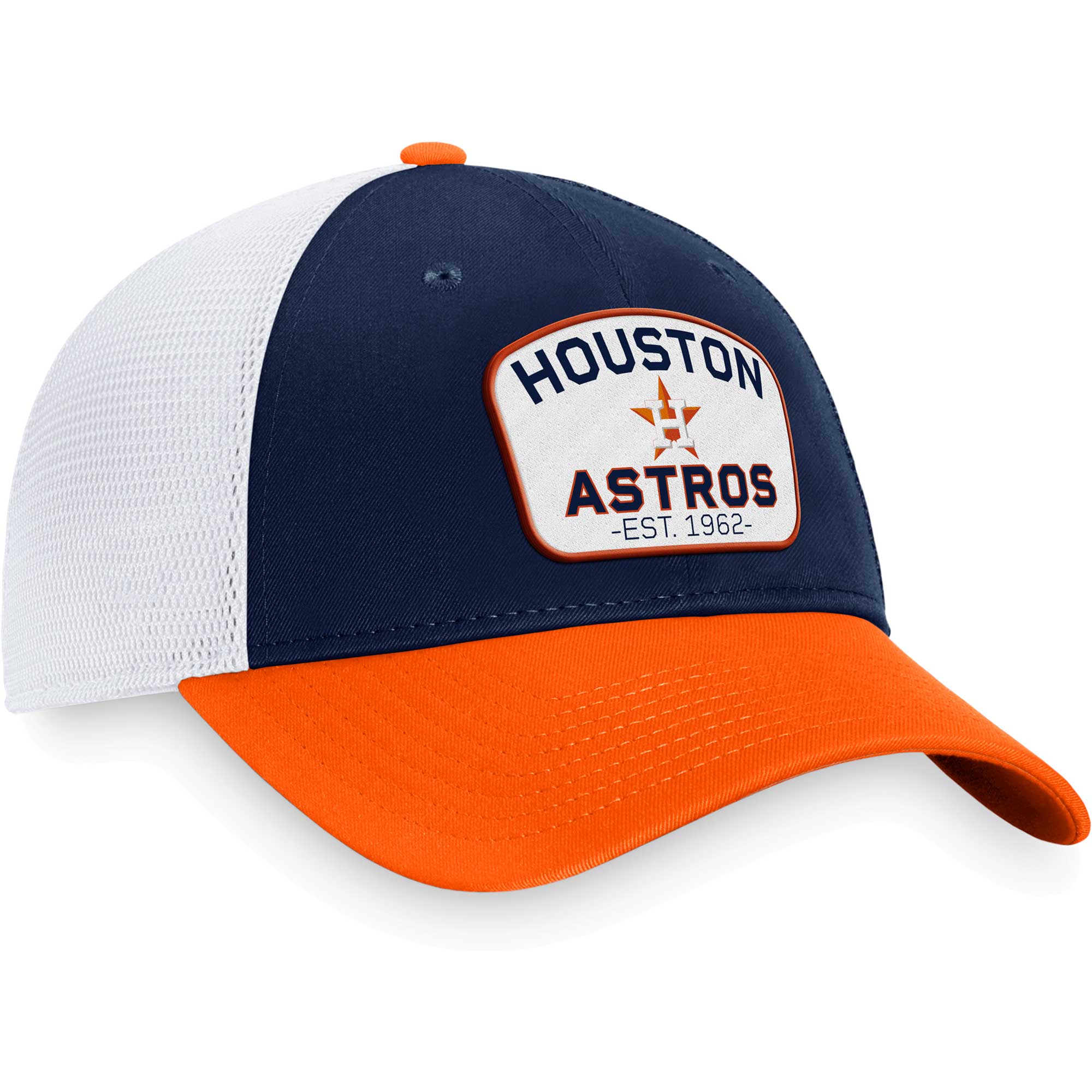 Houston Astros Fanatics Branded Two-Tone Patch Trucker Adjustable Hat - Navy/Orange - PersonalJerseys