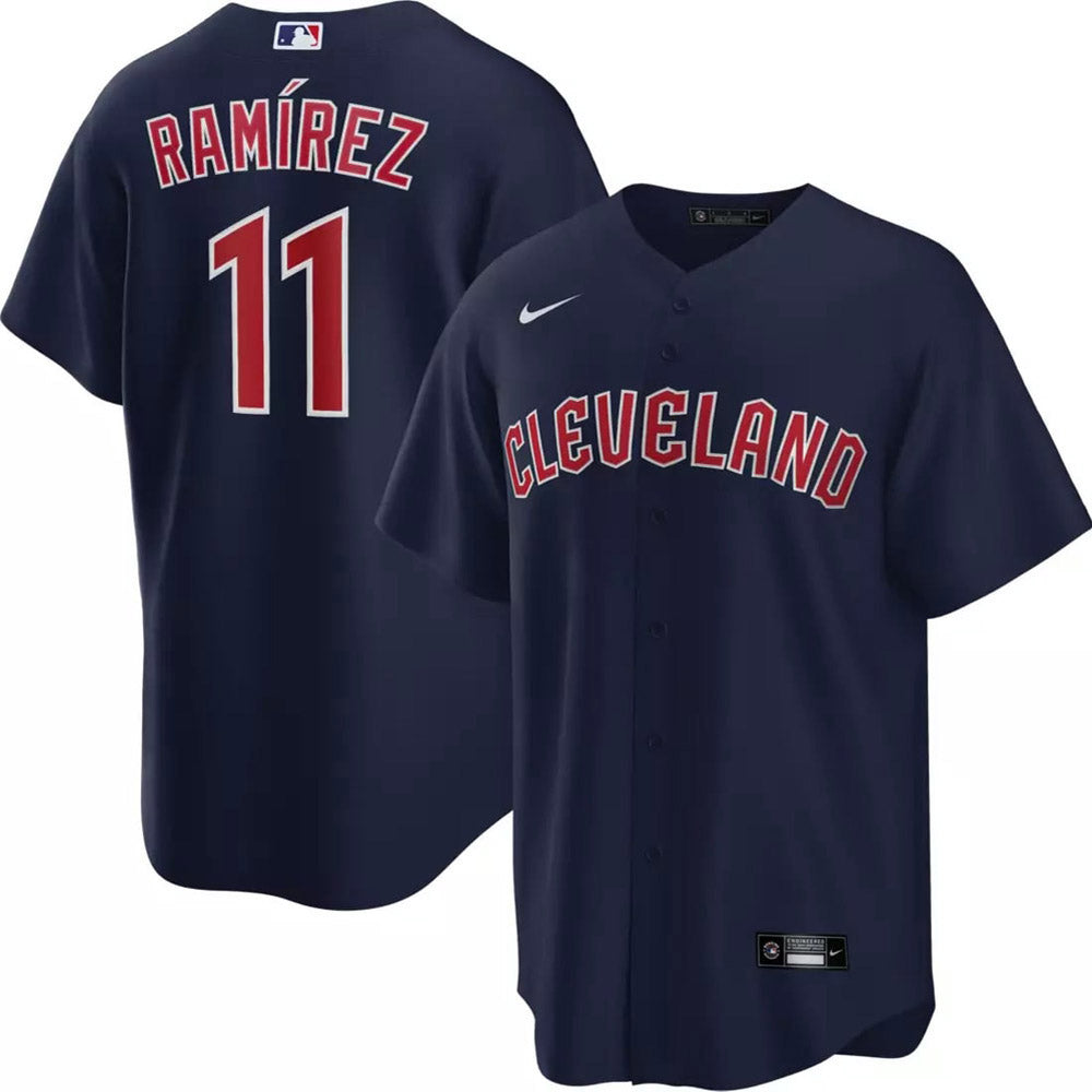 Men's Cleveland Guardians Jose Ramirez Cool Base Replica Alternate Jersey - Navy - PersonalJerseys