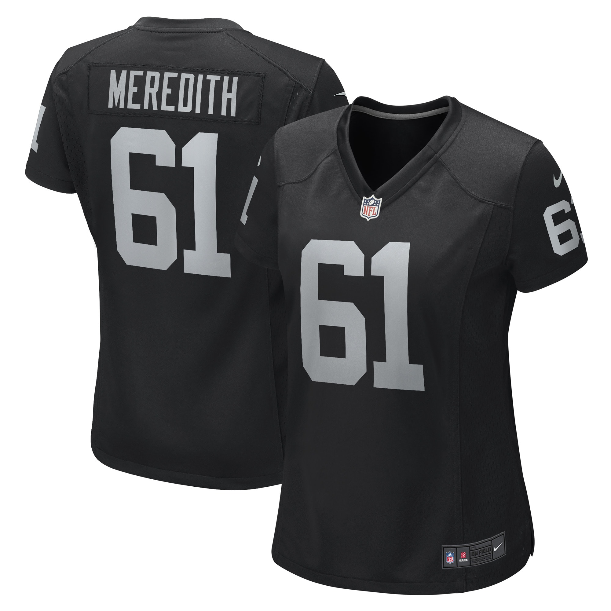 Jordans Meredith Las Vegas Raiders Nike Women's Game Player Jersey - Black - PersonalJerseys