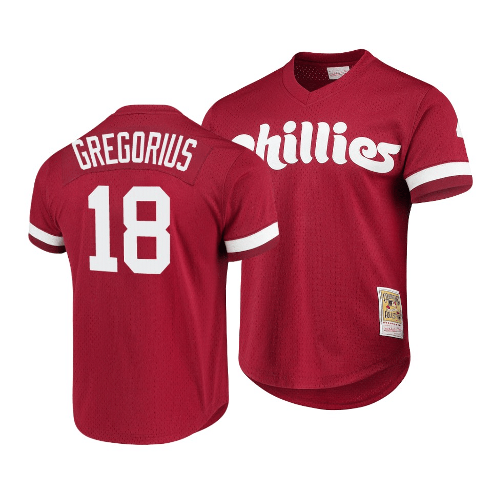 Men's Philadelphia Phillies Didi Gregorius #18 Cooperstown Collection Mesh Batting Practice Jersey Scarlet - Friend Lounge Store - Shop for All Things Jerseys Sports - PersonalJerseys