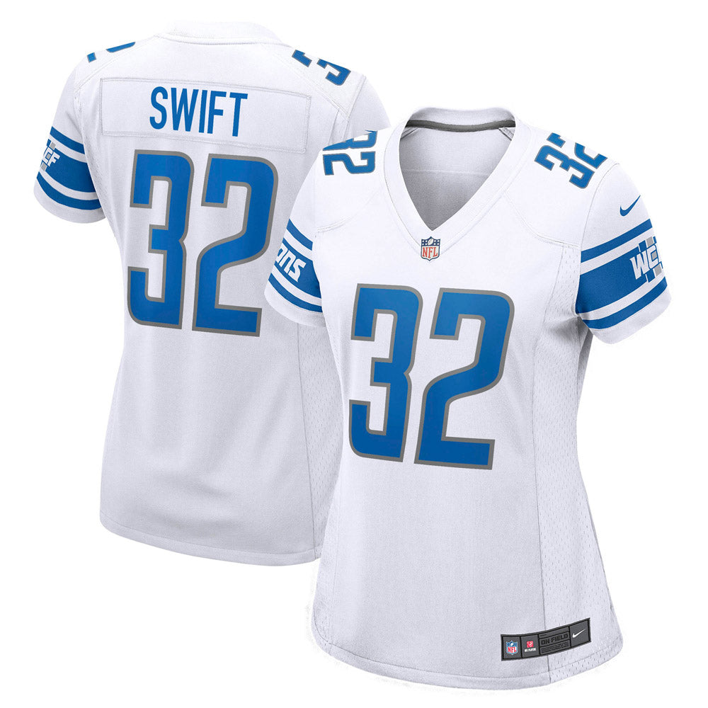 Women's Detroit Lions D'Andre Swift Game Jersey White - PersonalJerseys