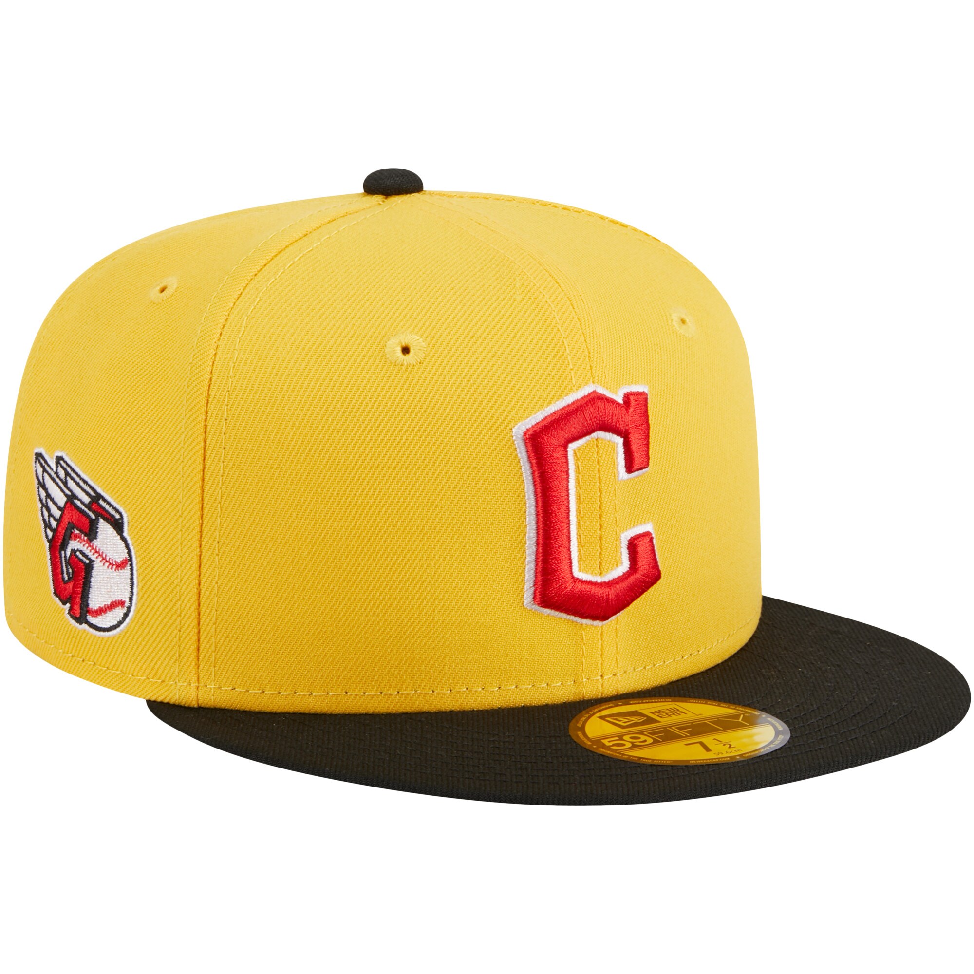 Cleveland Guardians New Era Grilled 59FIFTY Fitted Hat - Yellow/Black - PersonalJerseys