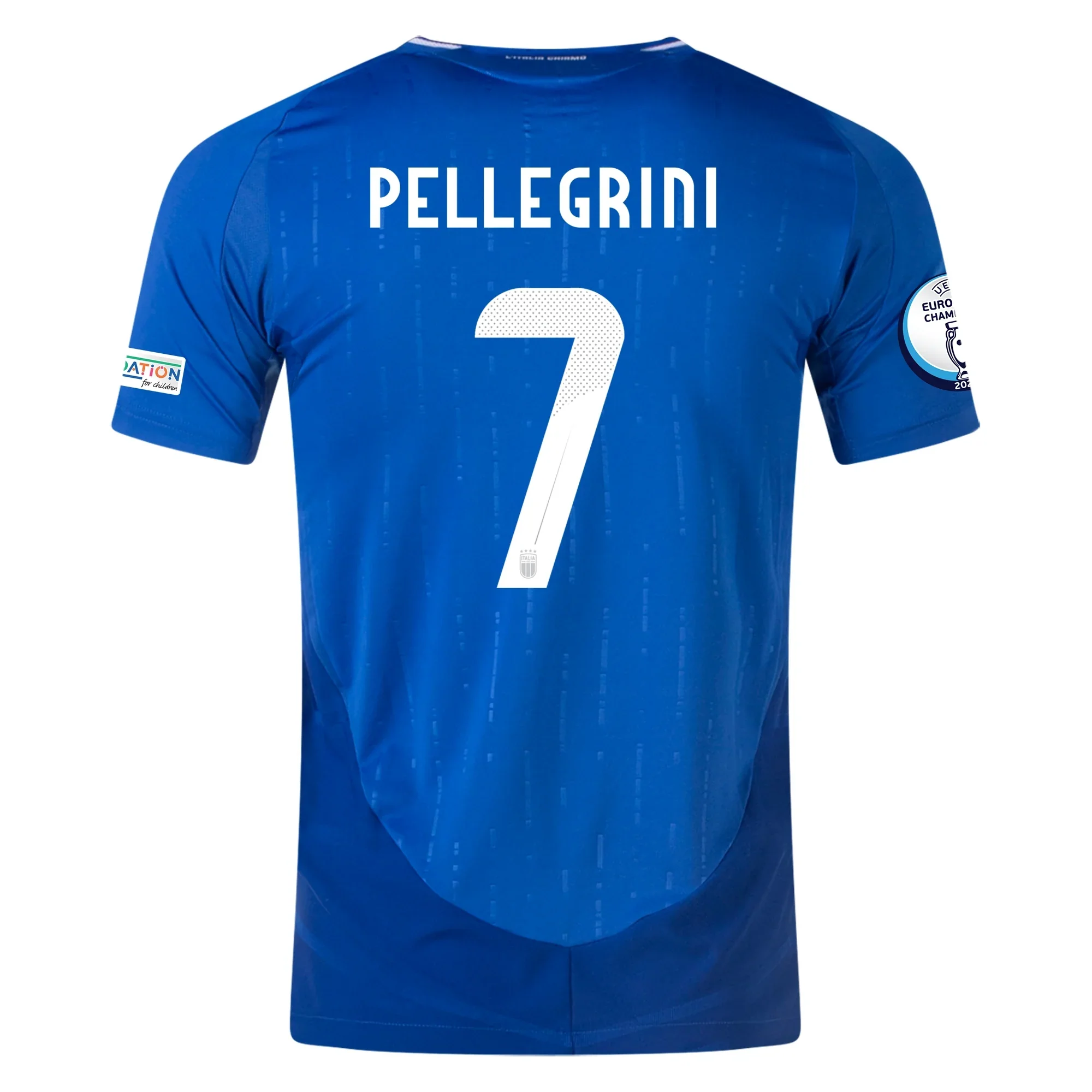 adidas Italy Authentic Lorenzo Pellegrini Home Jersey w/ Euro 2024 Patches 24/25 (Blue) - PersonalJerseys