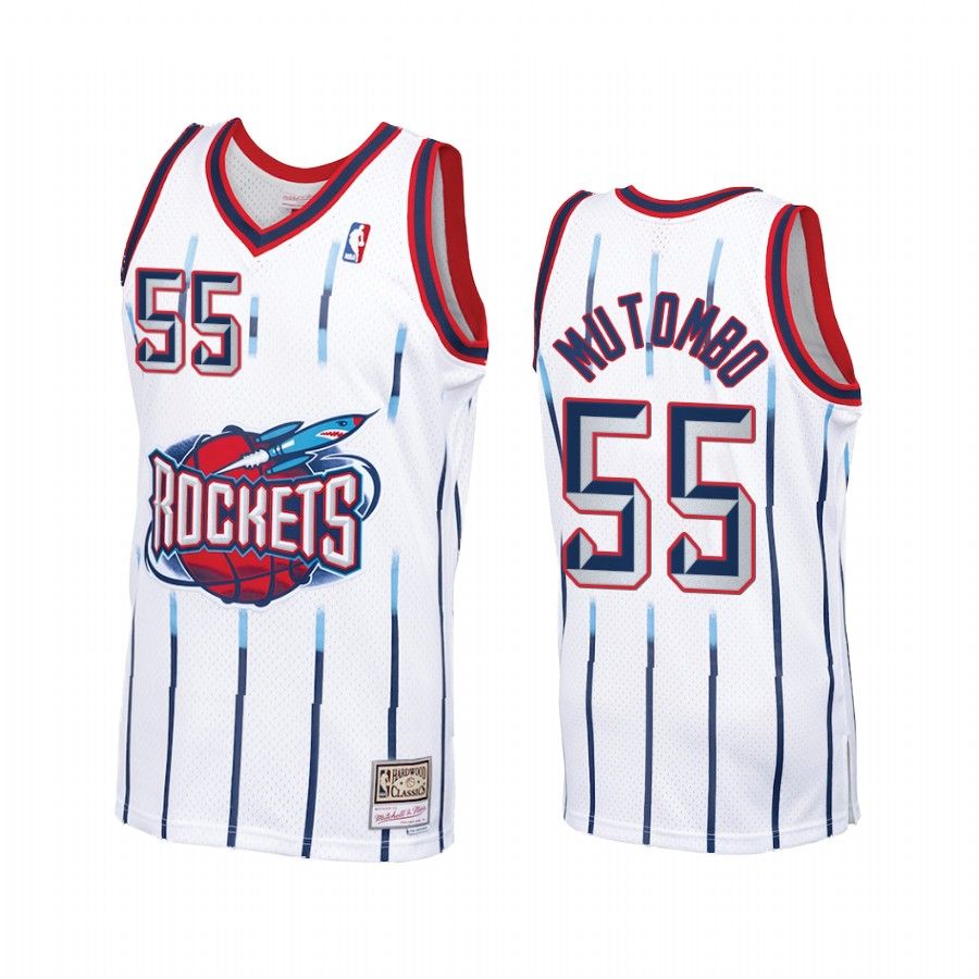 Dikembe Mutombo #55 Houston Rockets Hardwood Classics Jersey White - Friend Lounge Store - Shop for All Things Jerseys Sports - PersonalJerseys