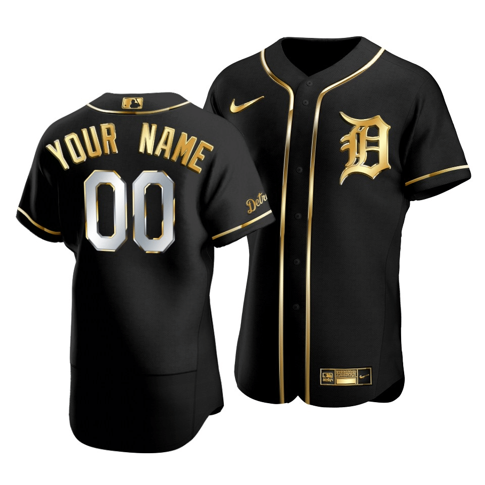 Men's Detroit Tigers Custom #00 Golden Edition Black Jersey - Friend Lounge Store - Shop for All Things Jerseys Sports - PersonalJerseys