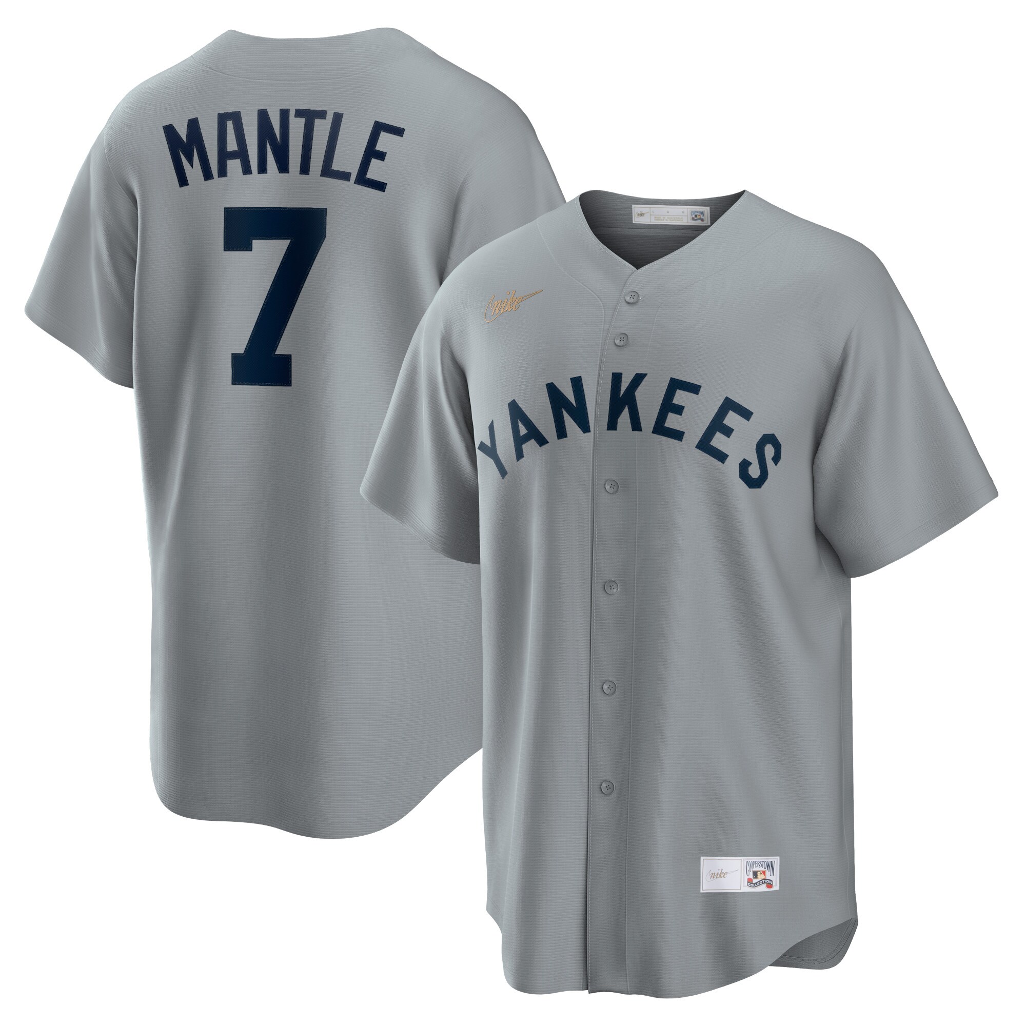 Mickey Mantle New York Yankees Nike Road Cooperstown Collection Player Jersey - Gray - PersonalJerseys