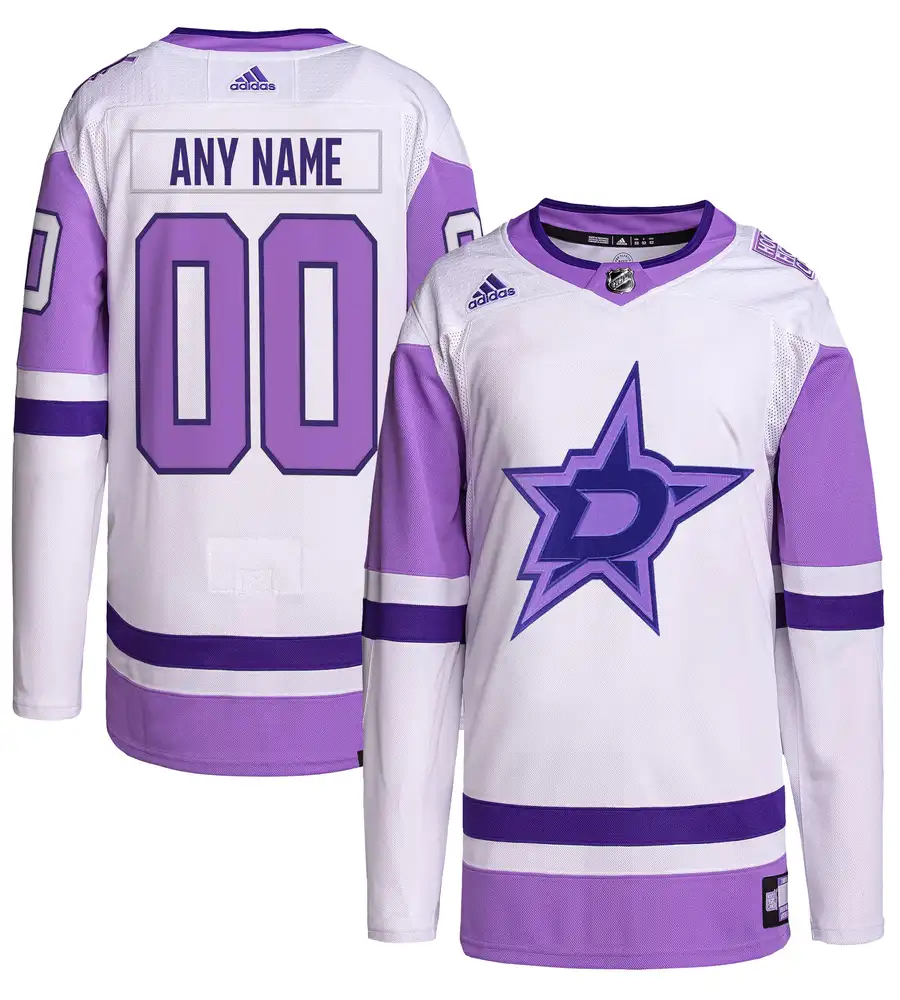 Dallas Stars Hockey Fights Cancer Primegreen Authentic Custom Jersey - WhitePurple - Friend Lounge Store - Shop for All Things Jerseys Sports - PersonalJerseys